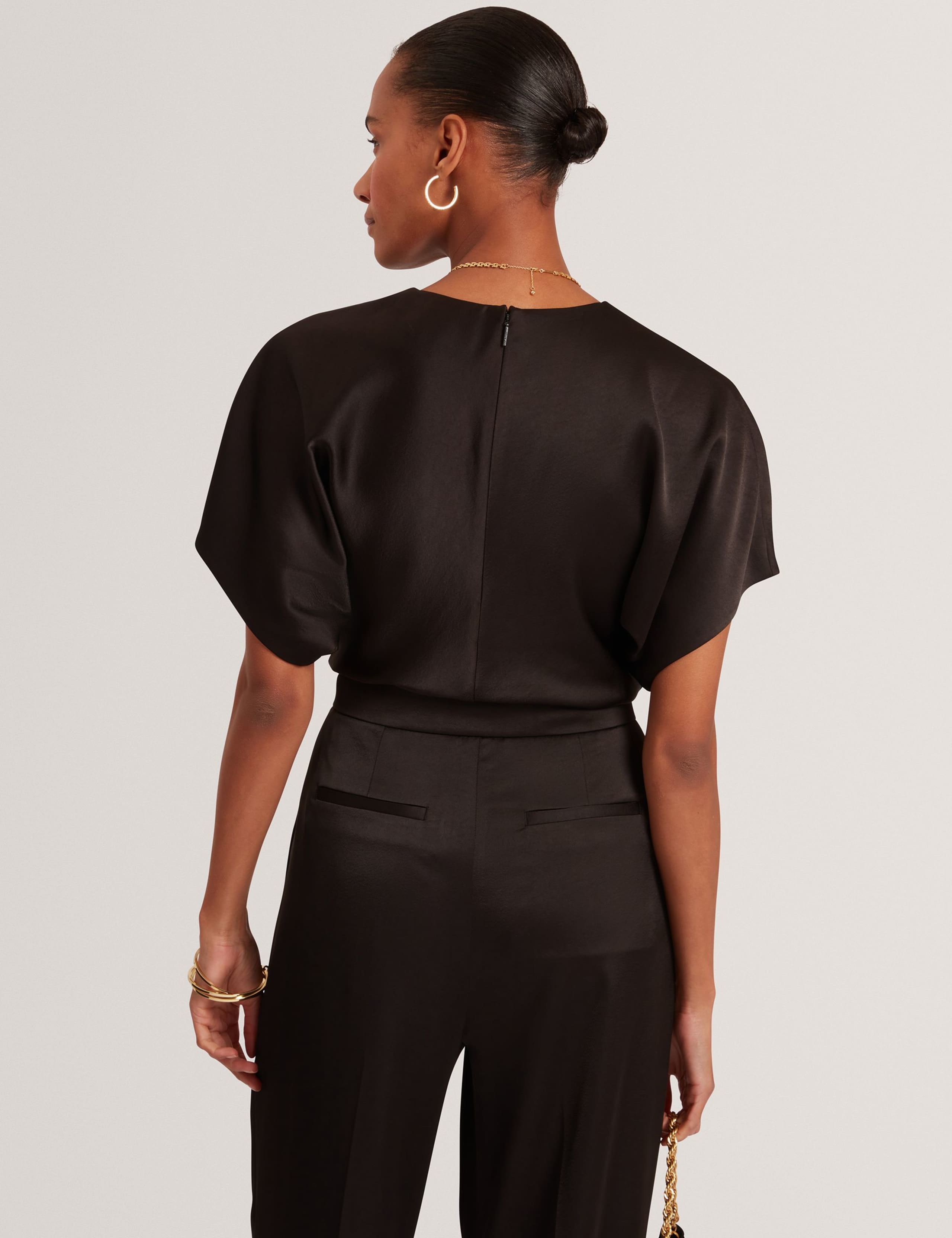 Crepe Crew Neck Waisted Top 4 of 4