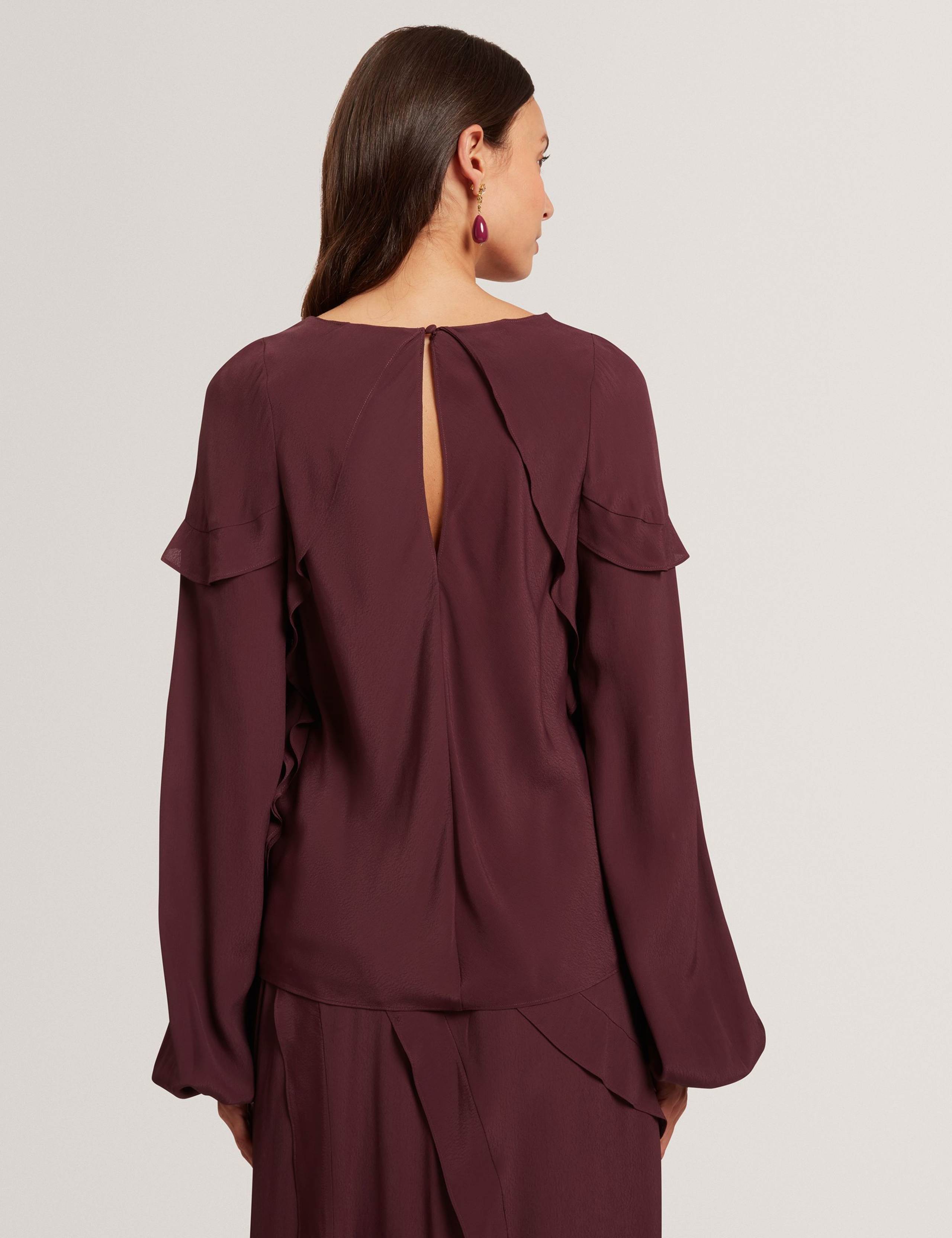 V-Neck Frill Detail Blouson Sleeve Blouse 4 of 4