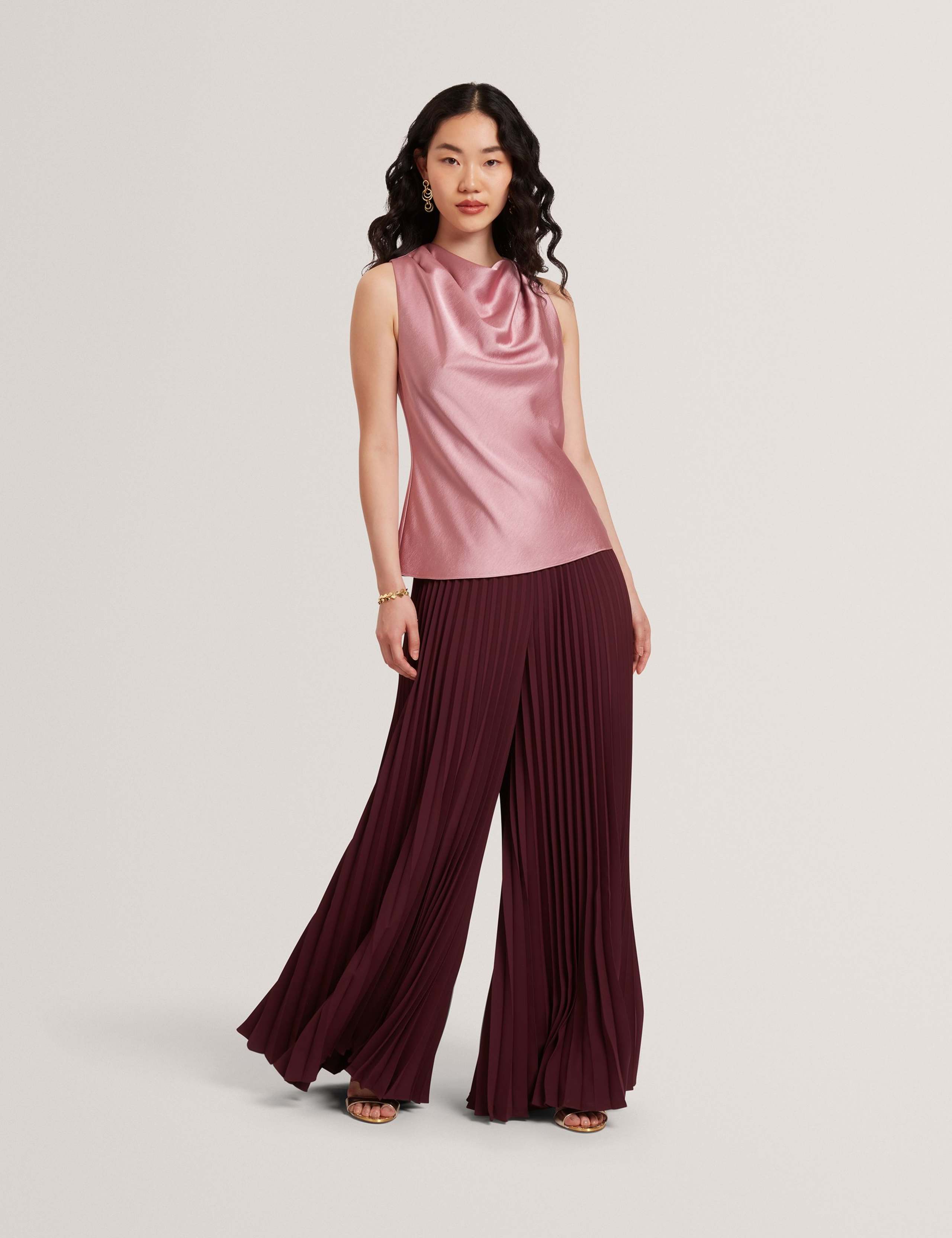 Satin Cowl Neck Top 2 of 4
