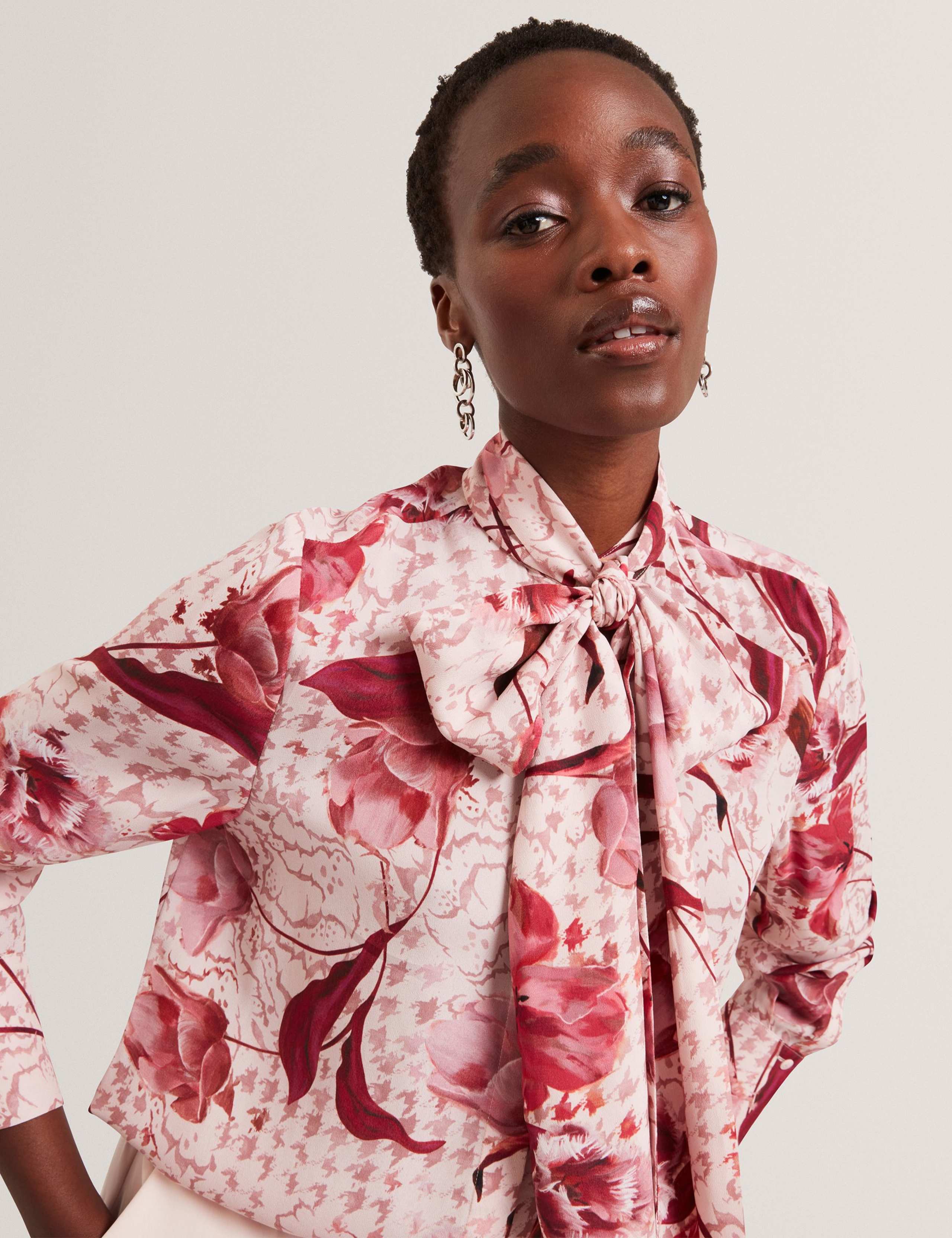 Floral Tie Neck Shirt 3 of 4