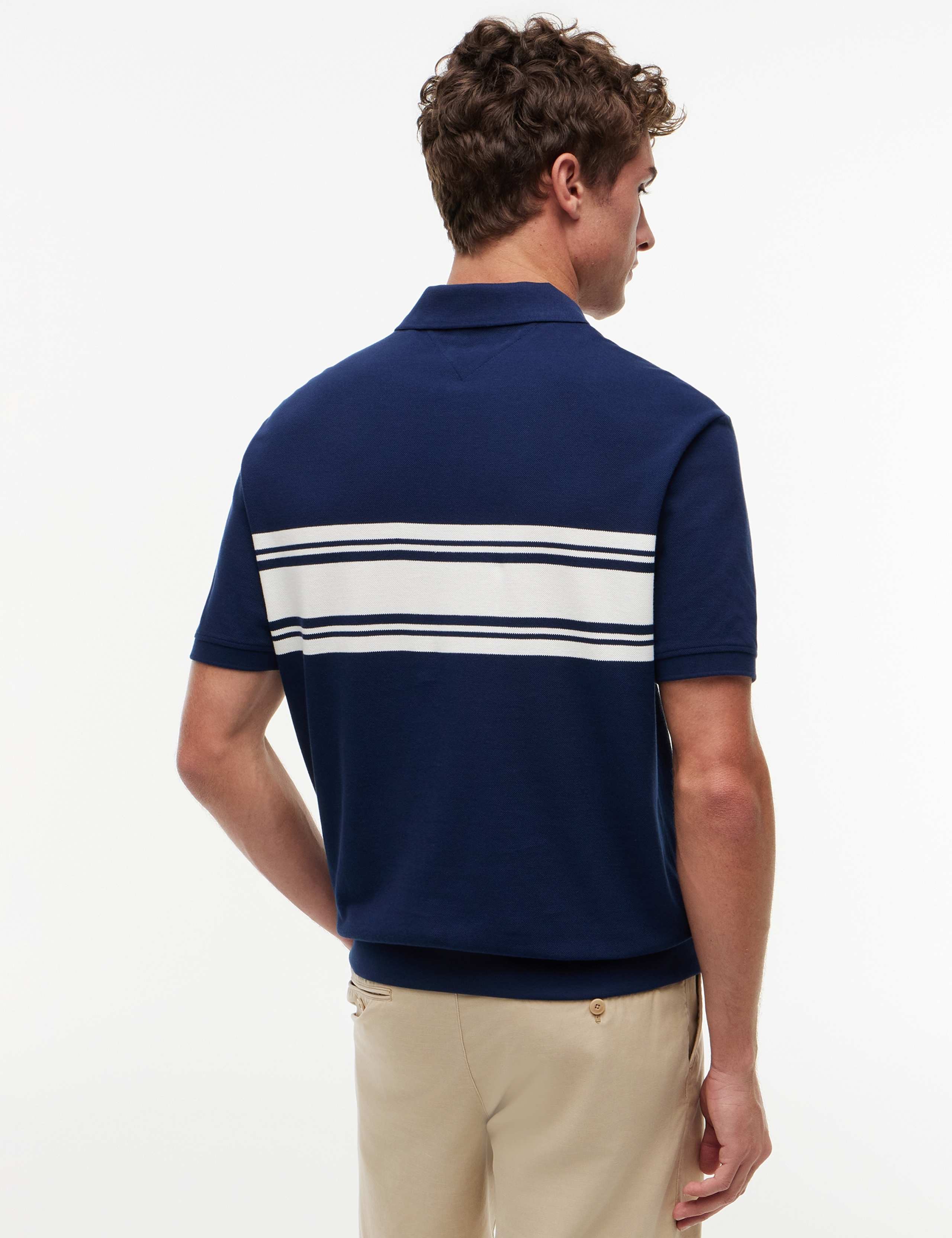Pure Cotton Pique Striped Polo Shirt 5 of 5