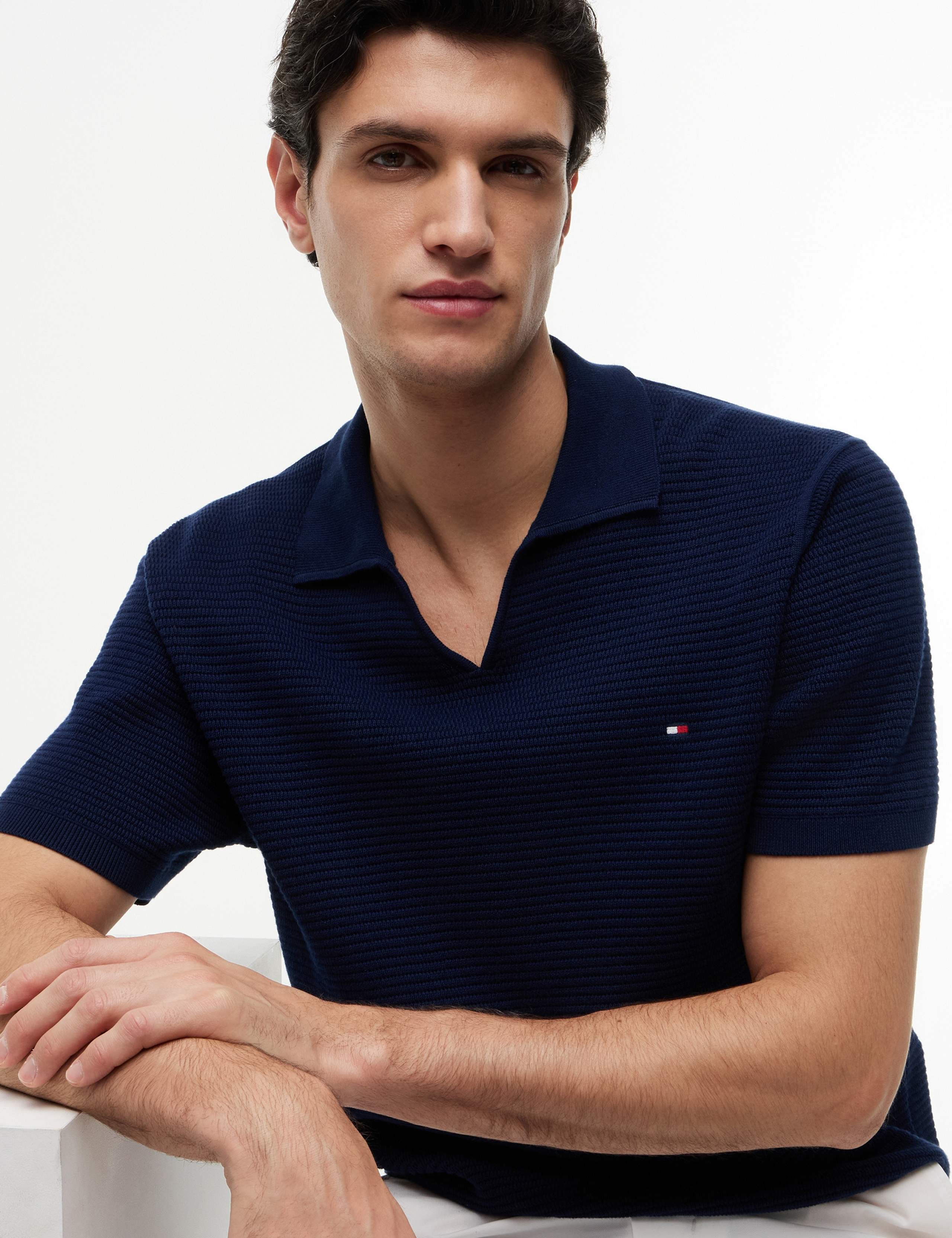 Pure Cotton Textured Knitted Polo Shirt 3 of 5