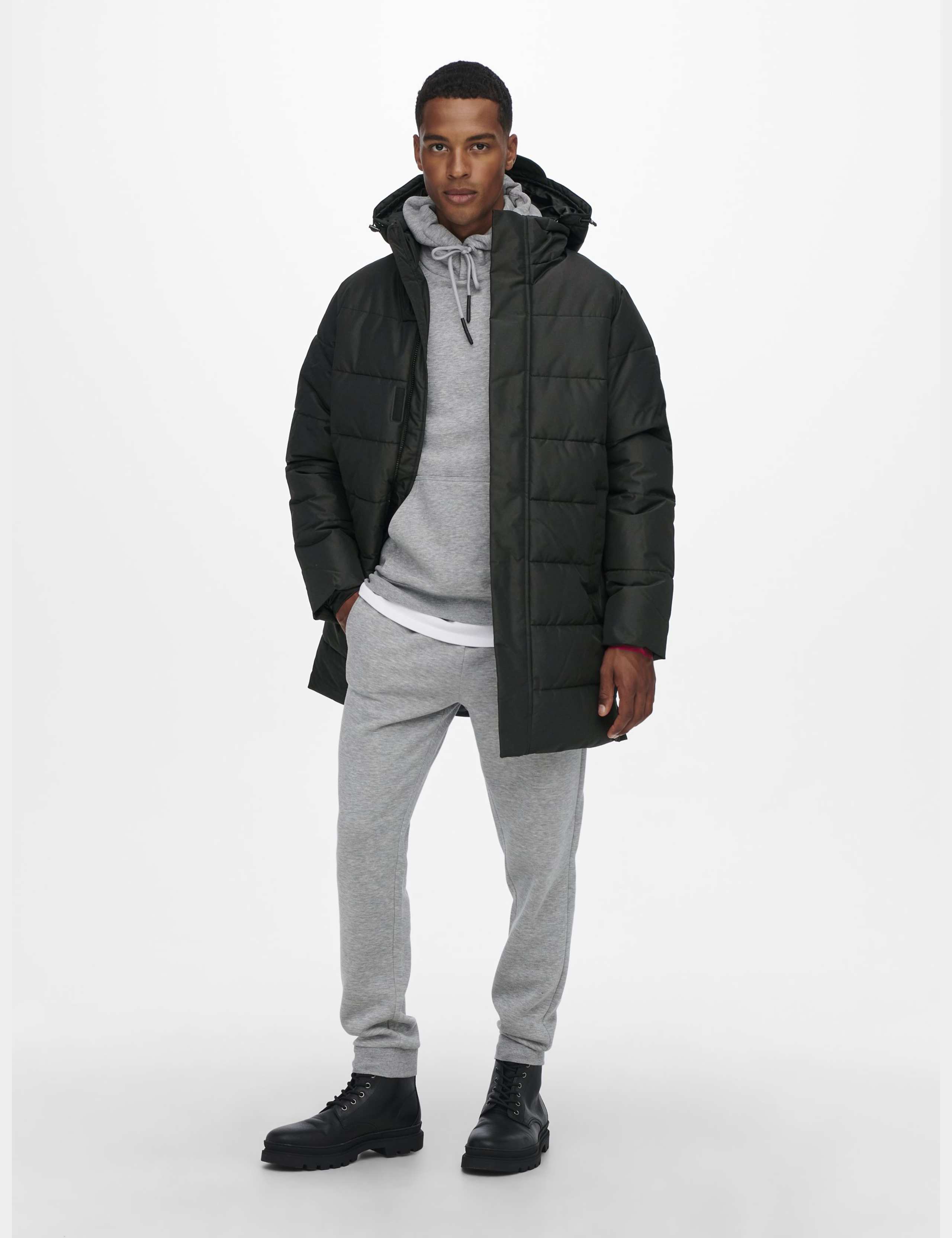 Men's Microfiber Insulated Quilted Puffer Jacket – Removable Hood, Heavyweight, NAT MJ55