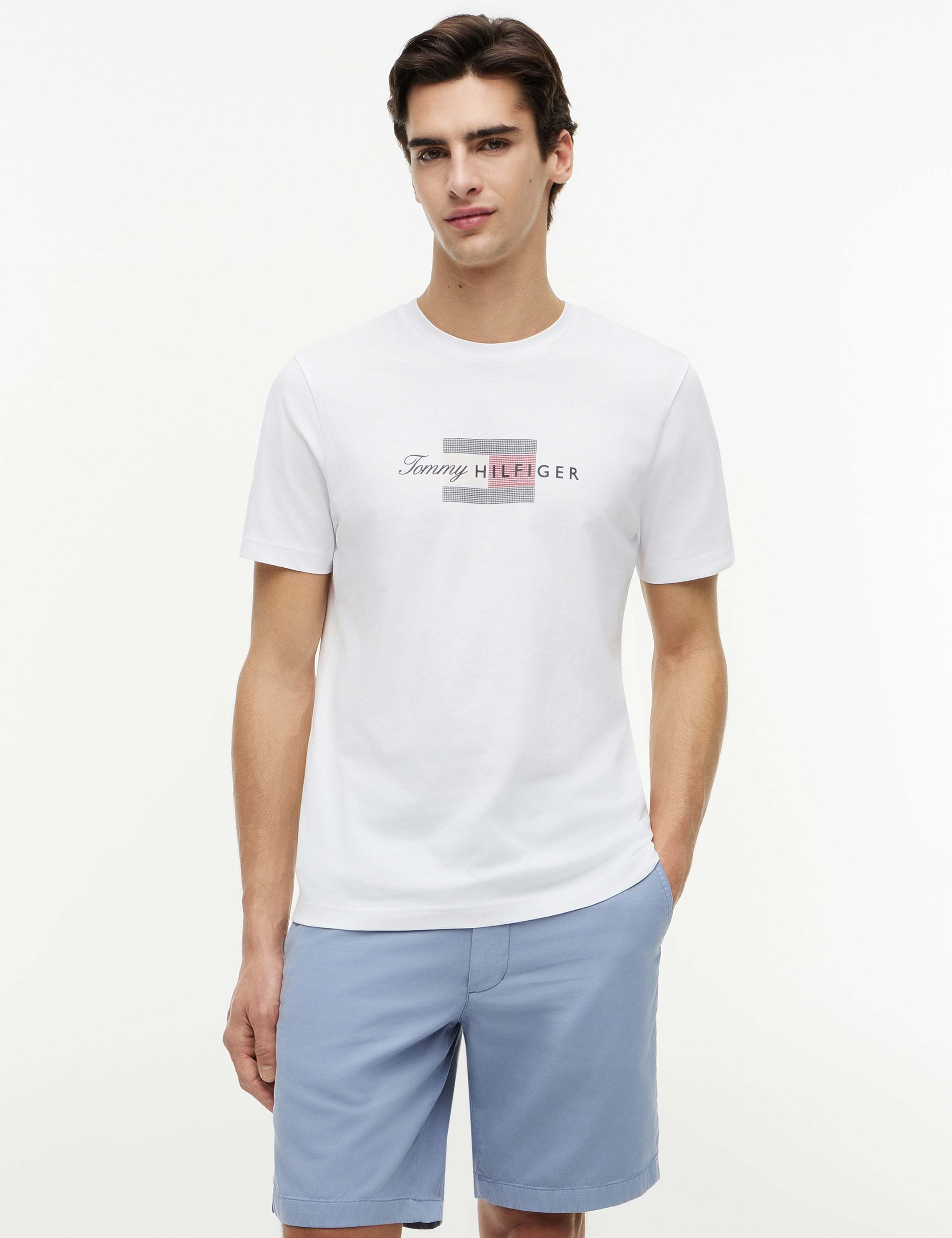 Pure Cotton Script Flag Crew Neck T-Shirt 1 of 5