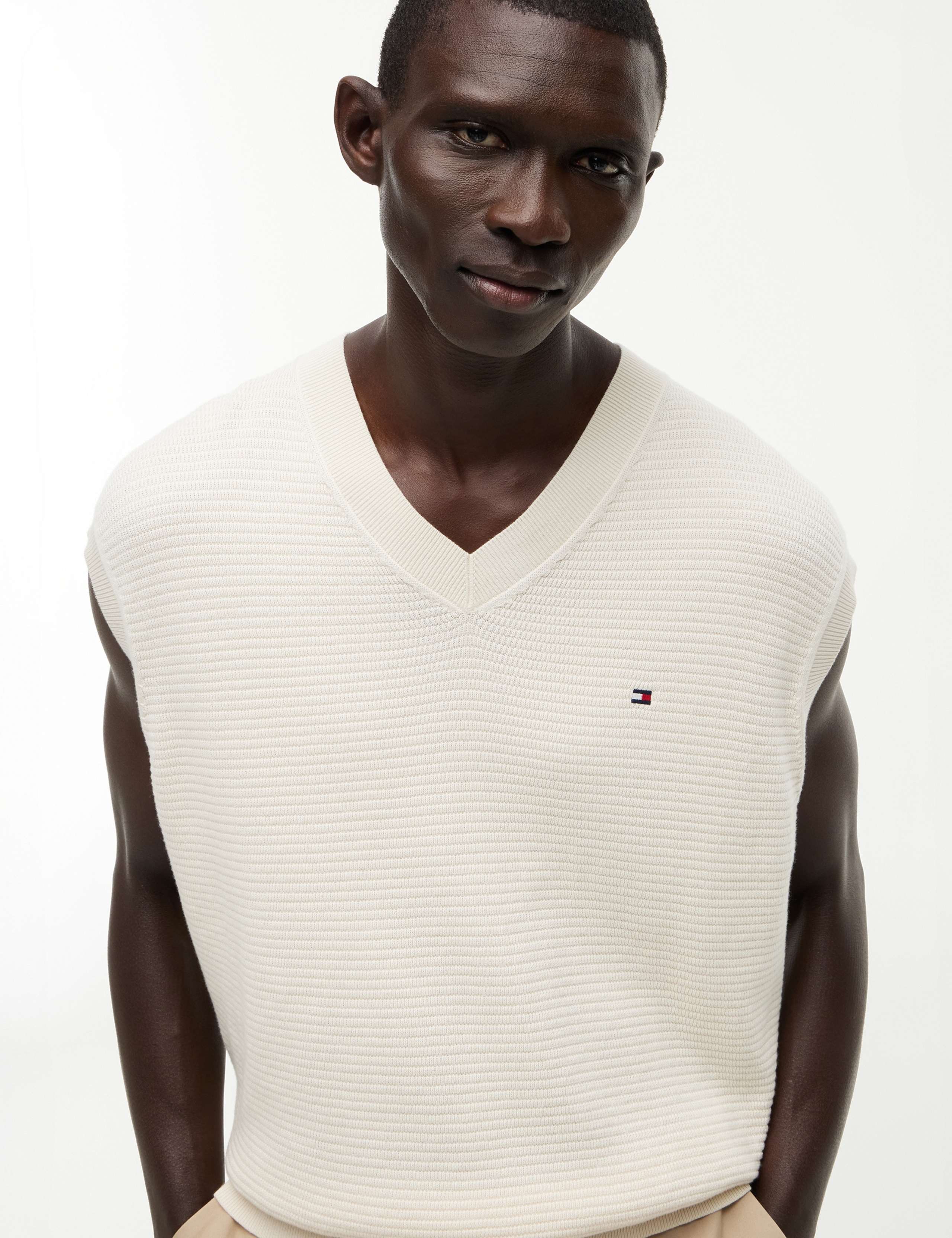 Pure Cotton Textured V-Neck Knitted Vest 3 of 5