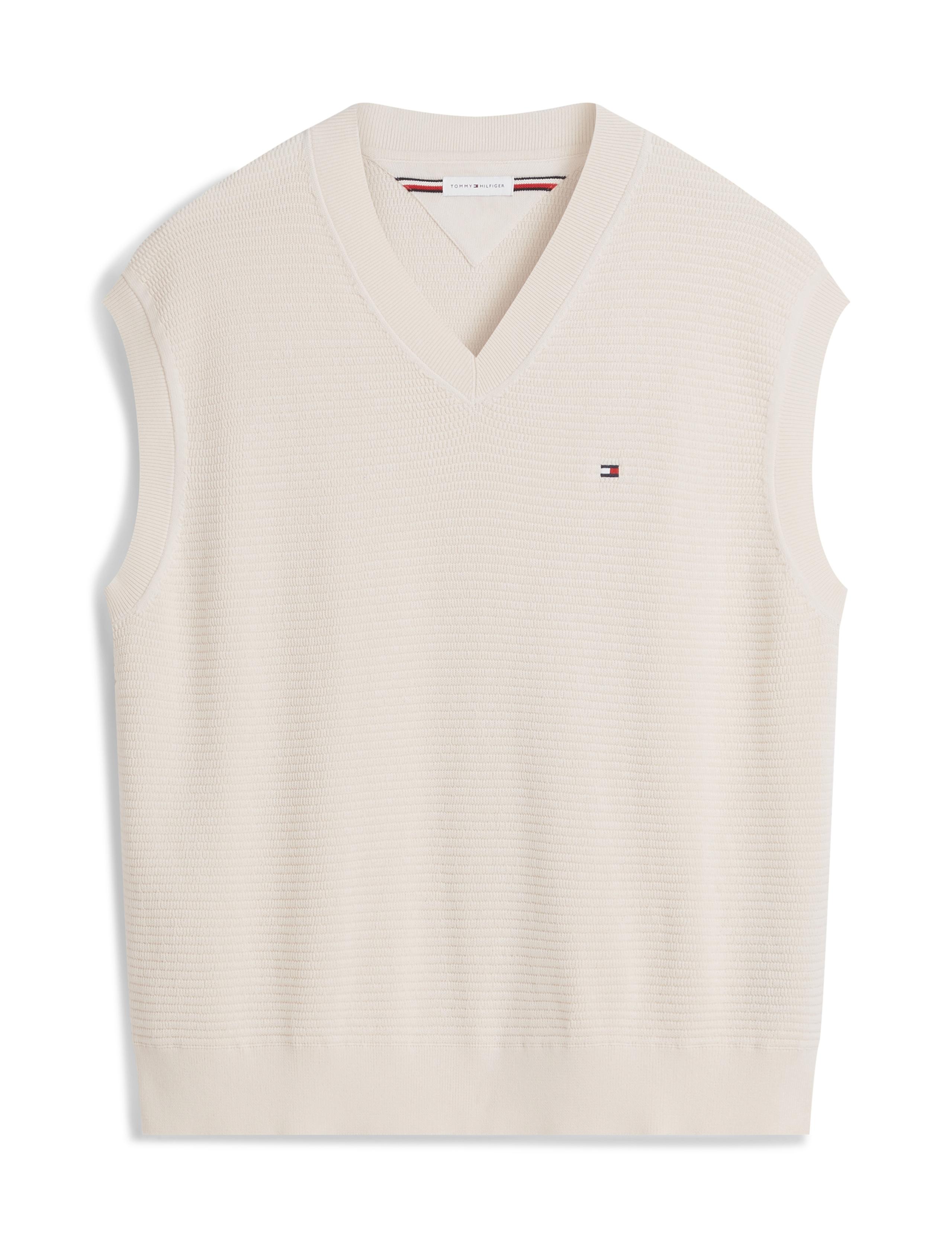 Pure Cotton Textured V-Neck Knitted Vest 2 of 5