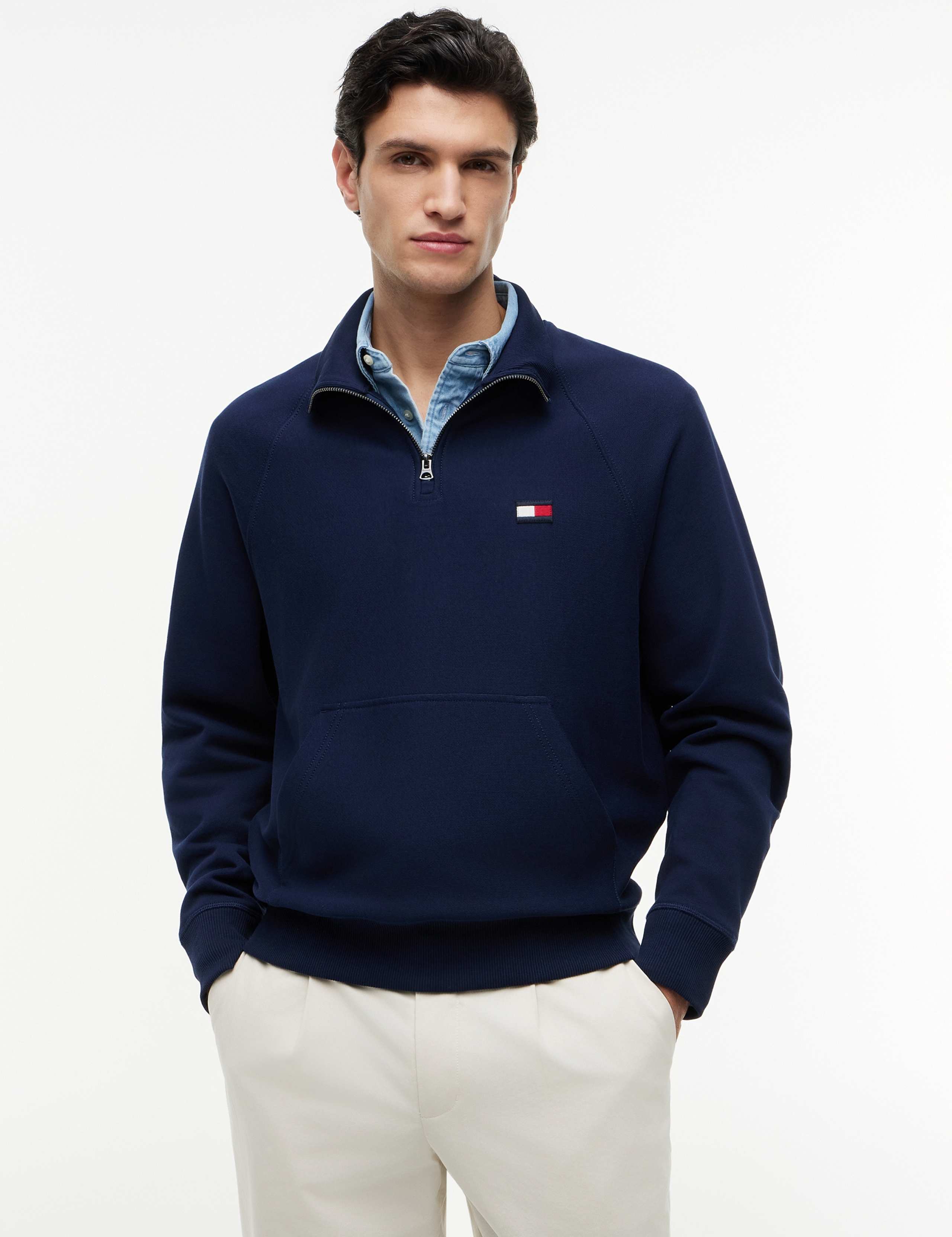 Elevated Pure Cotton Half Zip Sweatshirt 1 of 5