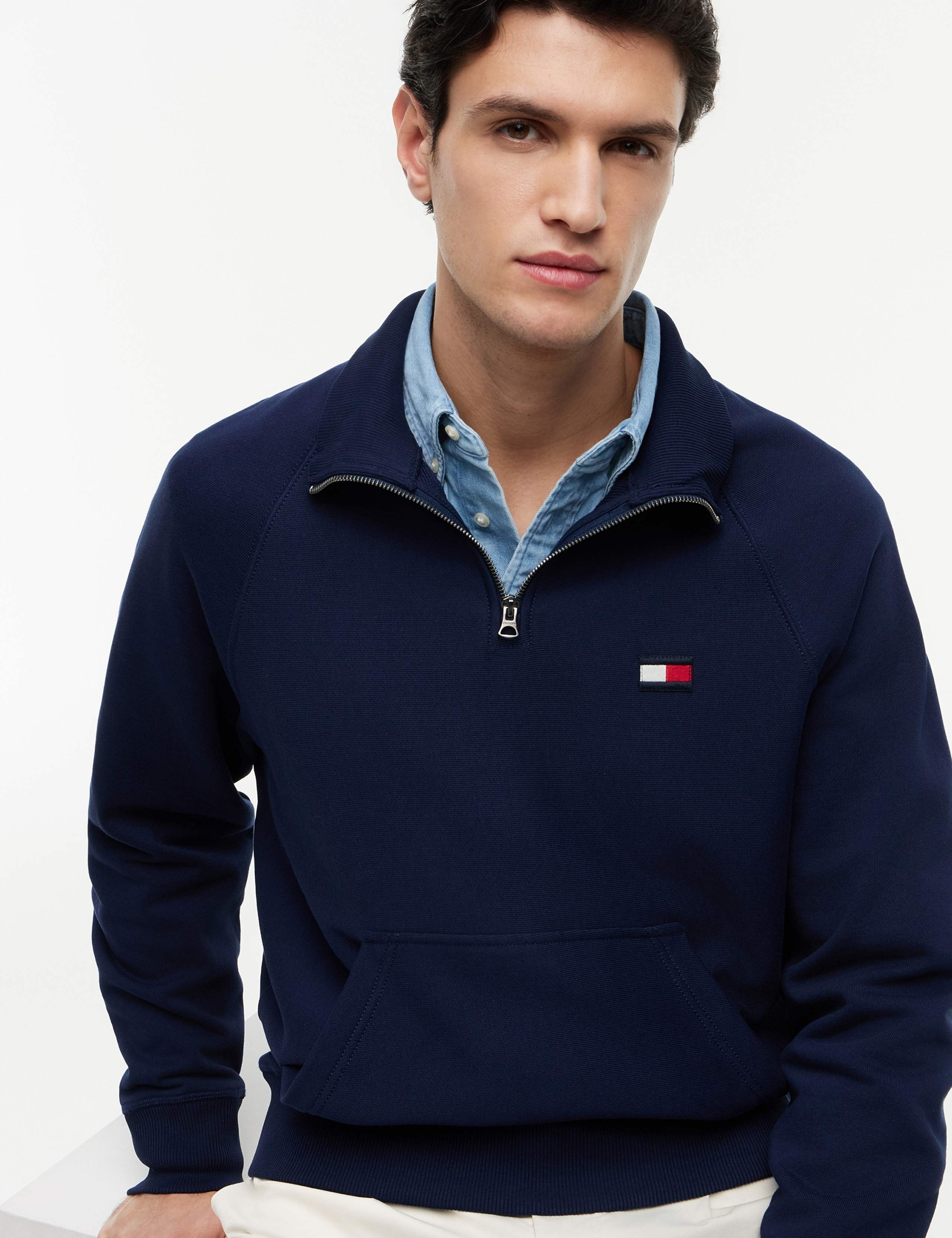 Elevated Pure Cotton Half Zip Sweatshirt 3 of 5