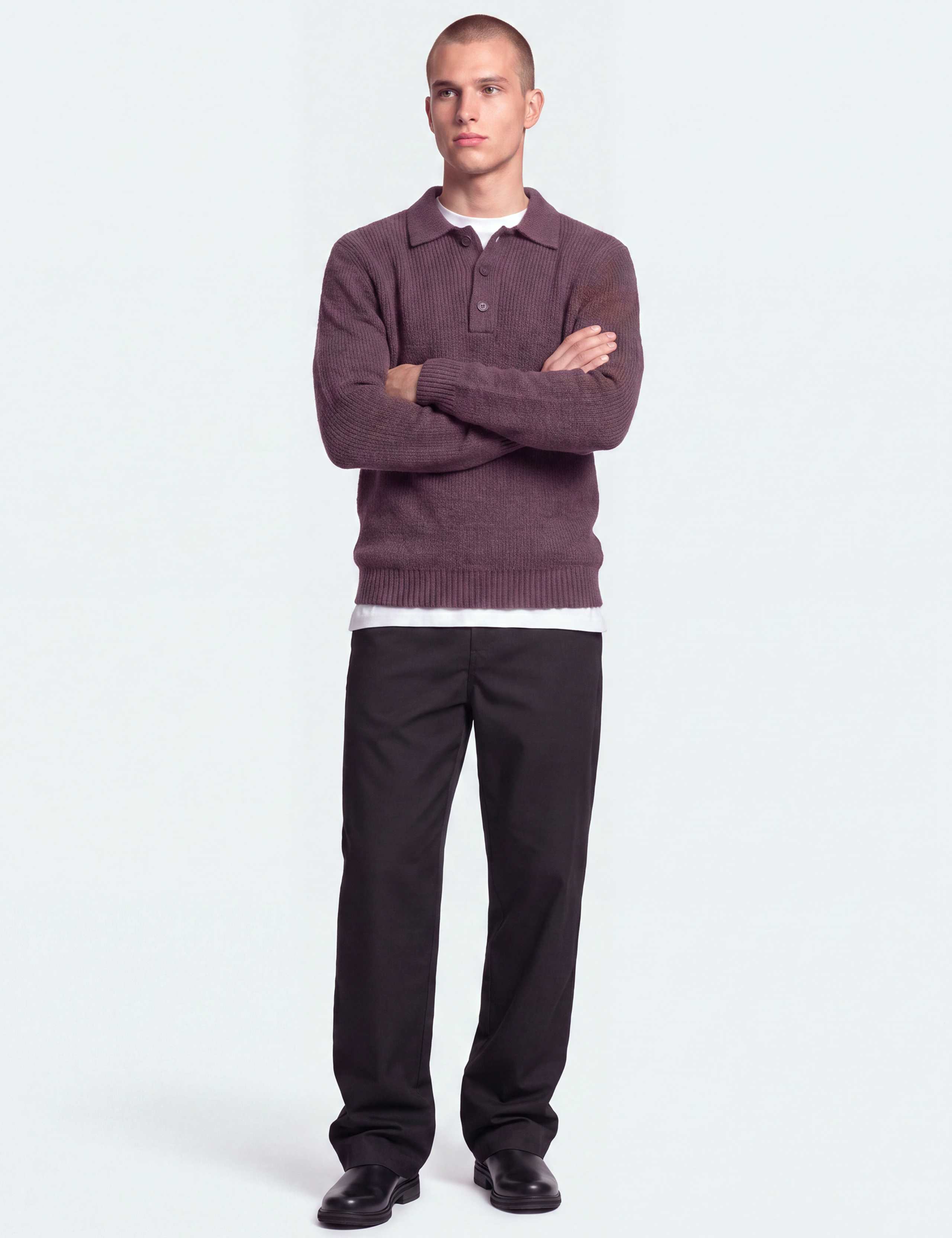 Cotton Rich Knitted Long Sleeve Polo Shirt 4 of 7
