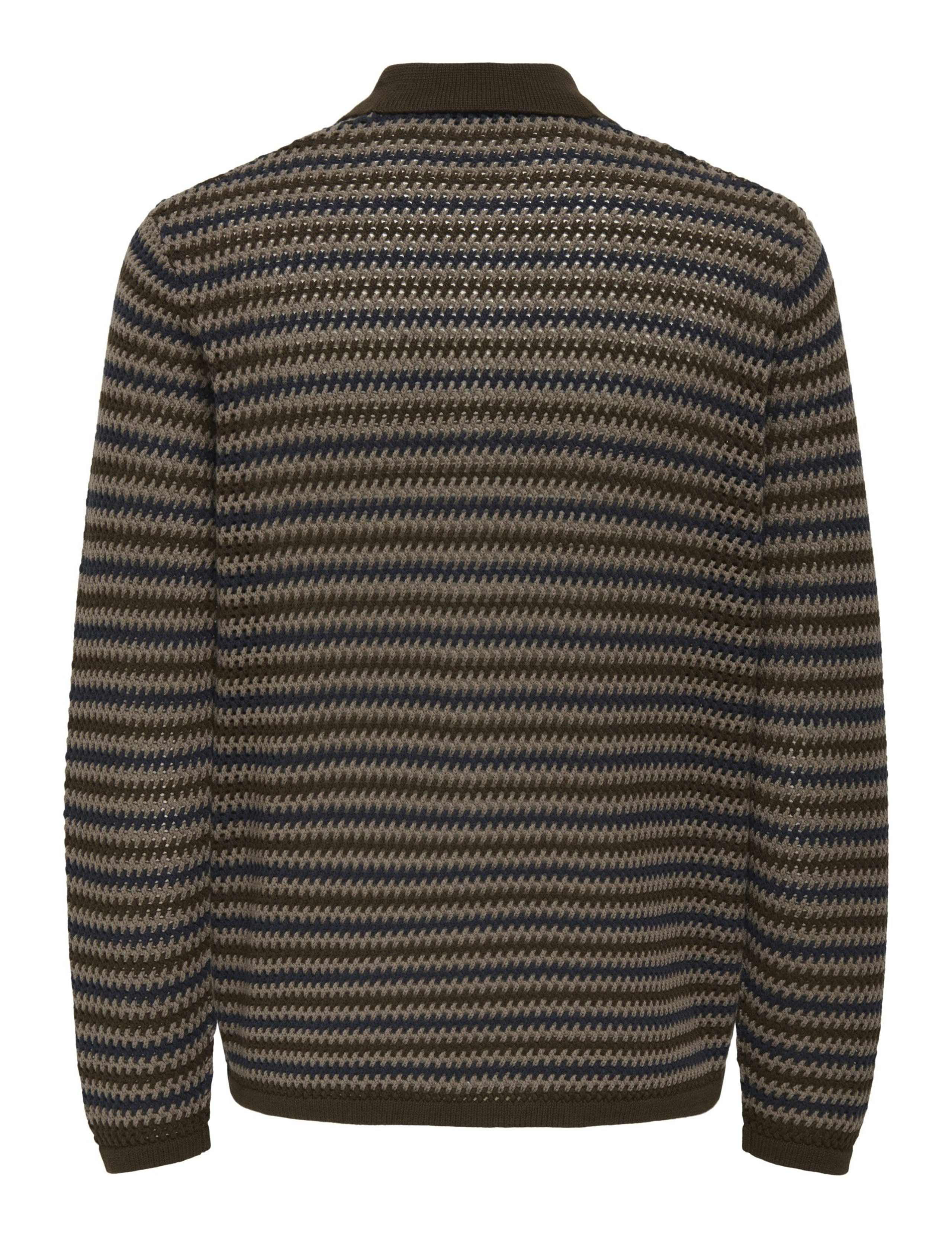 Pure Cotton Striped Collared Neck Zip Up Cardigan 2 of 2