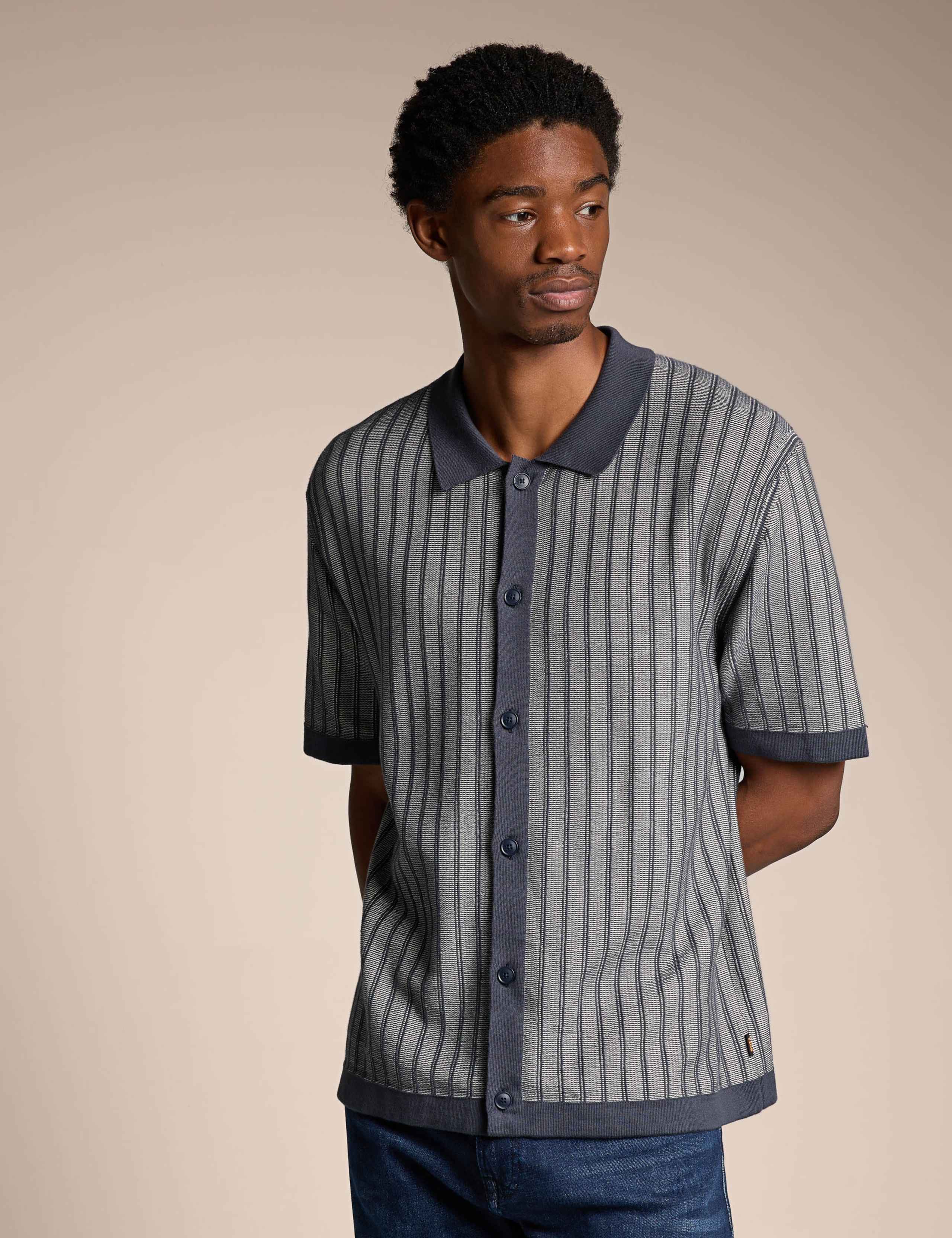 Pure Cotton Striped Knitted Polo Shirt 1 of 5