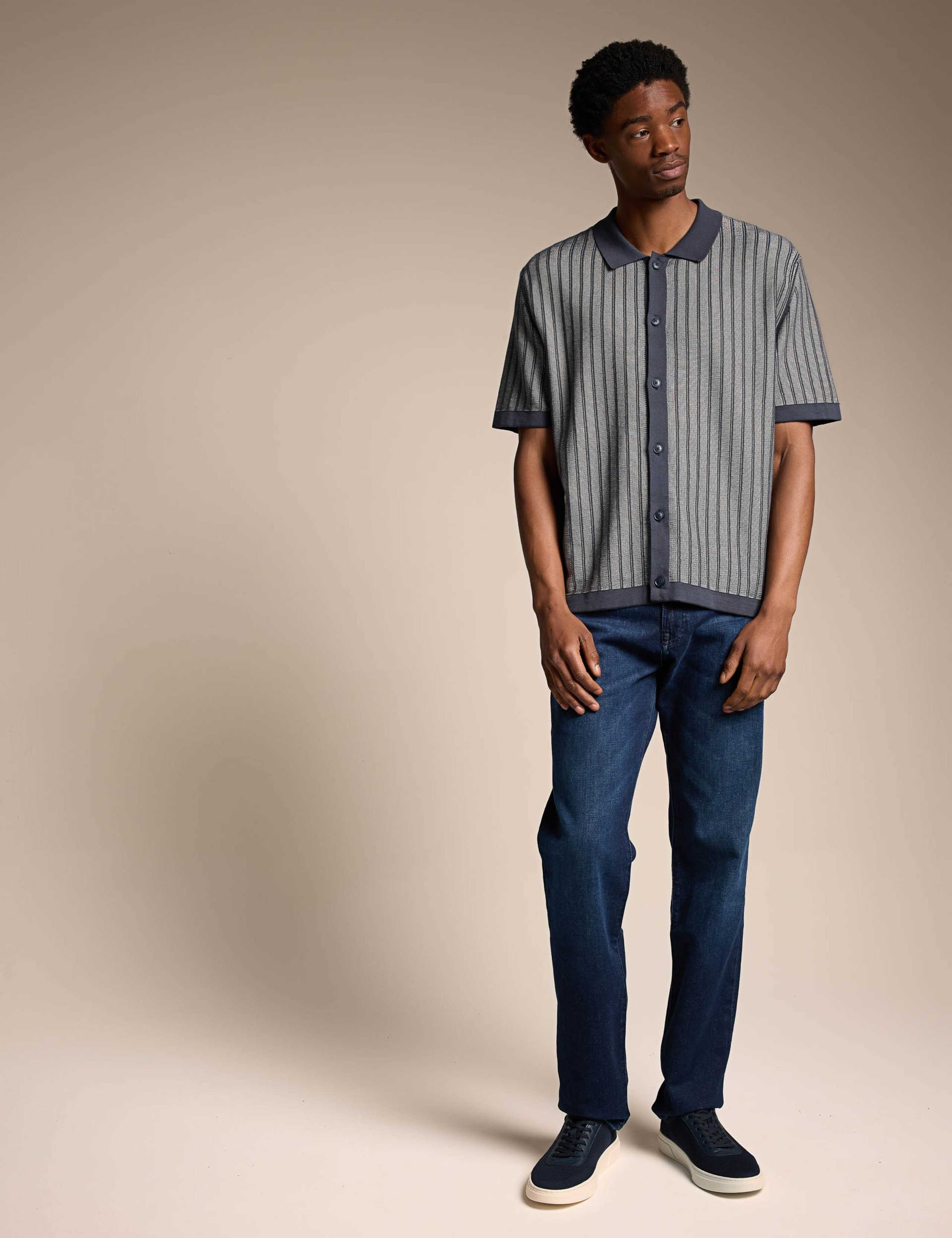 Pure Cotton Striped Knitted Polo Shirt 2 of 5