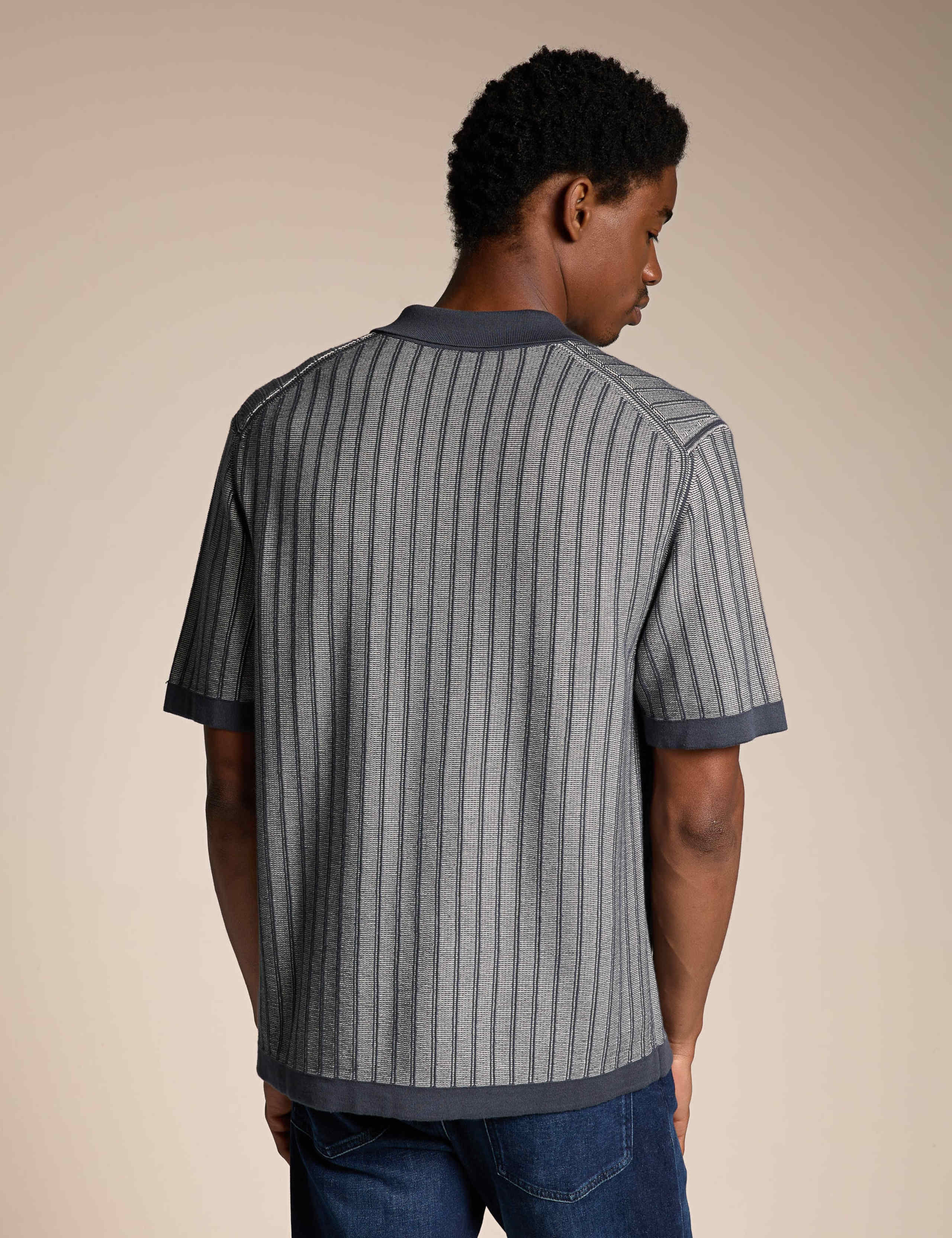 Pure Cotton Striped Knitted Polo Shirt 3 of 5
