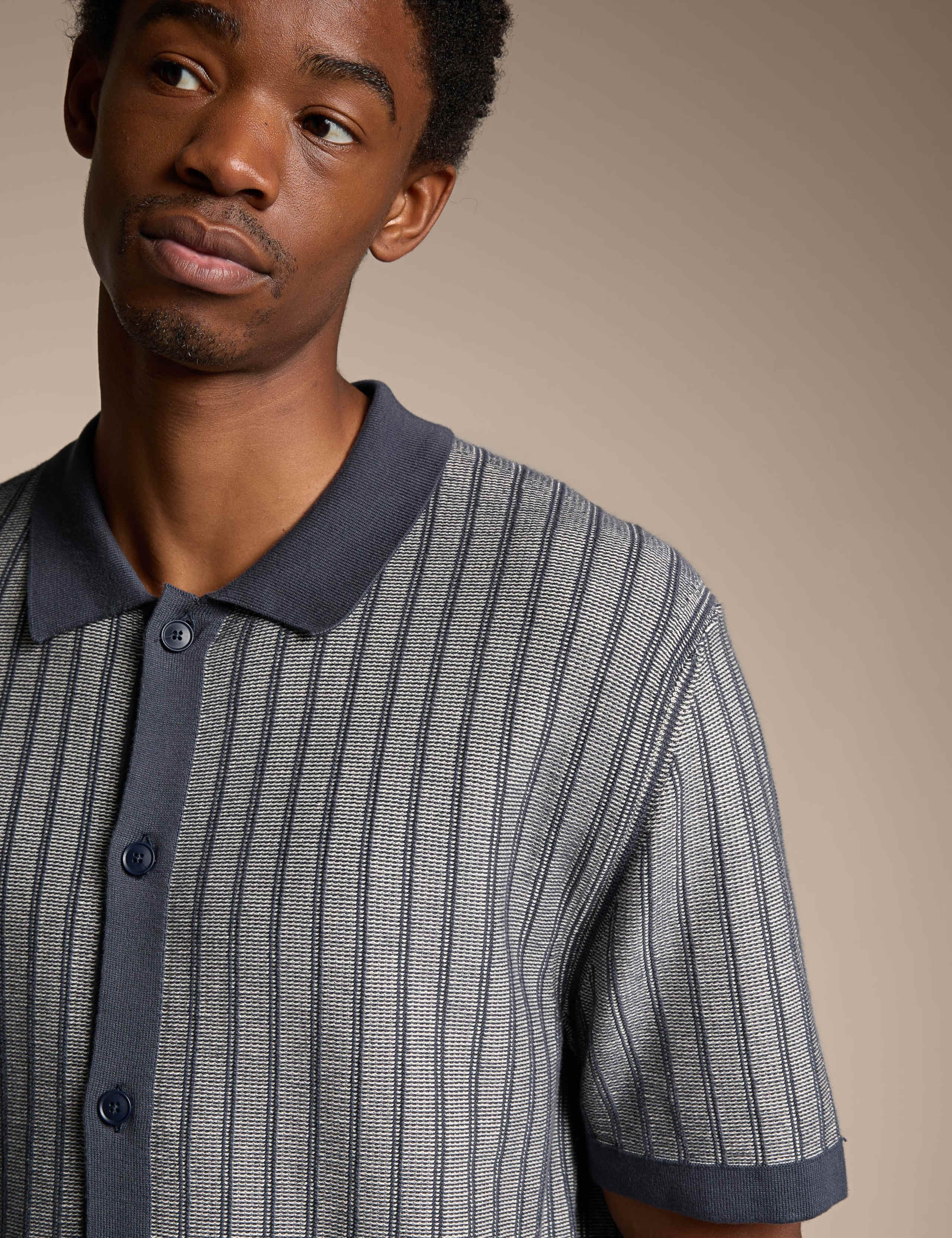 Pure Cotton Striped Knitted Polo Shirt 4 of 5