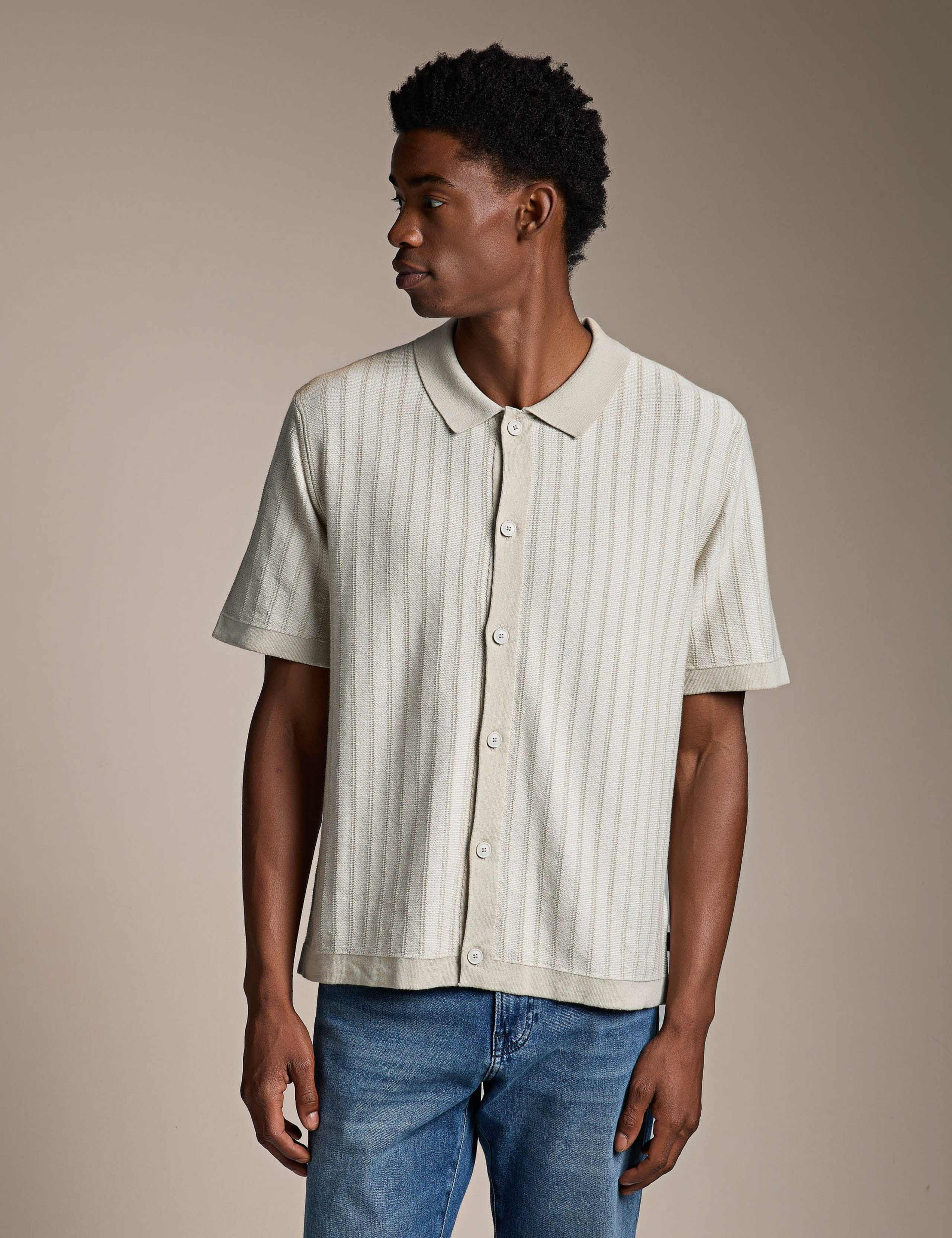 Pure Cotton Striped Knitted Polo Shirt 1 of 4