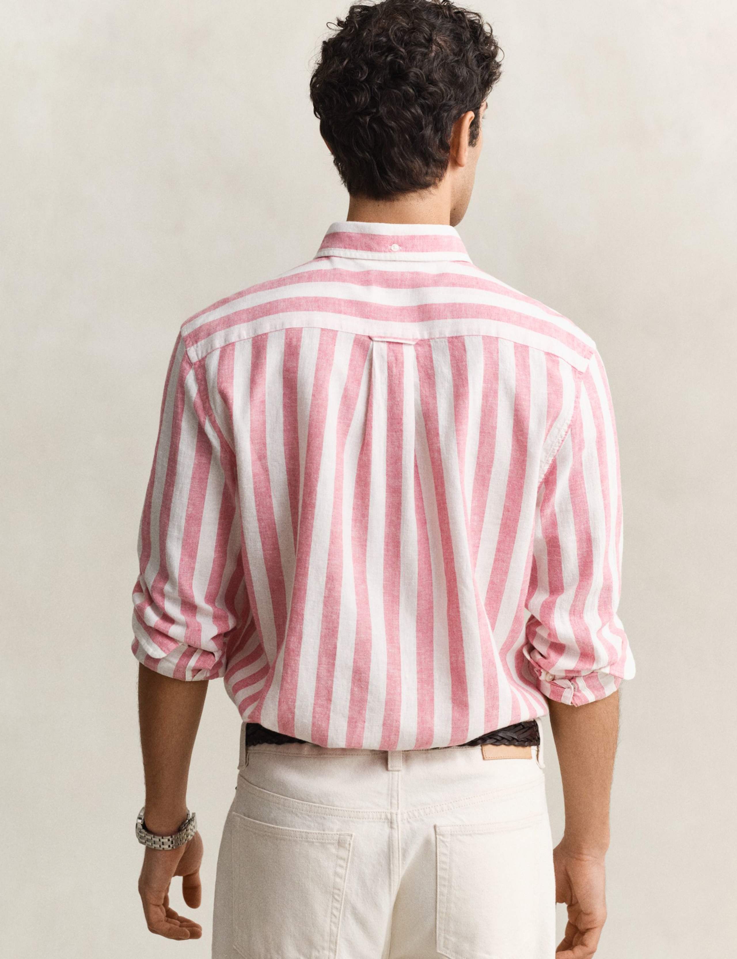 Regular Fit Cotton Linen Striped Shirt 5 of 6