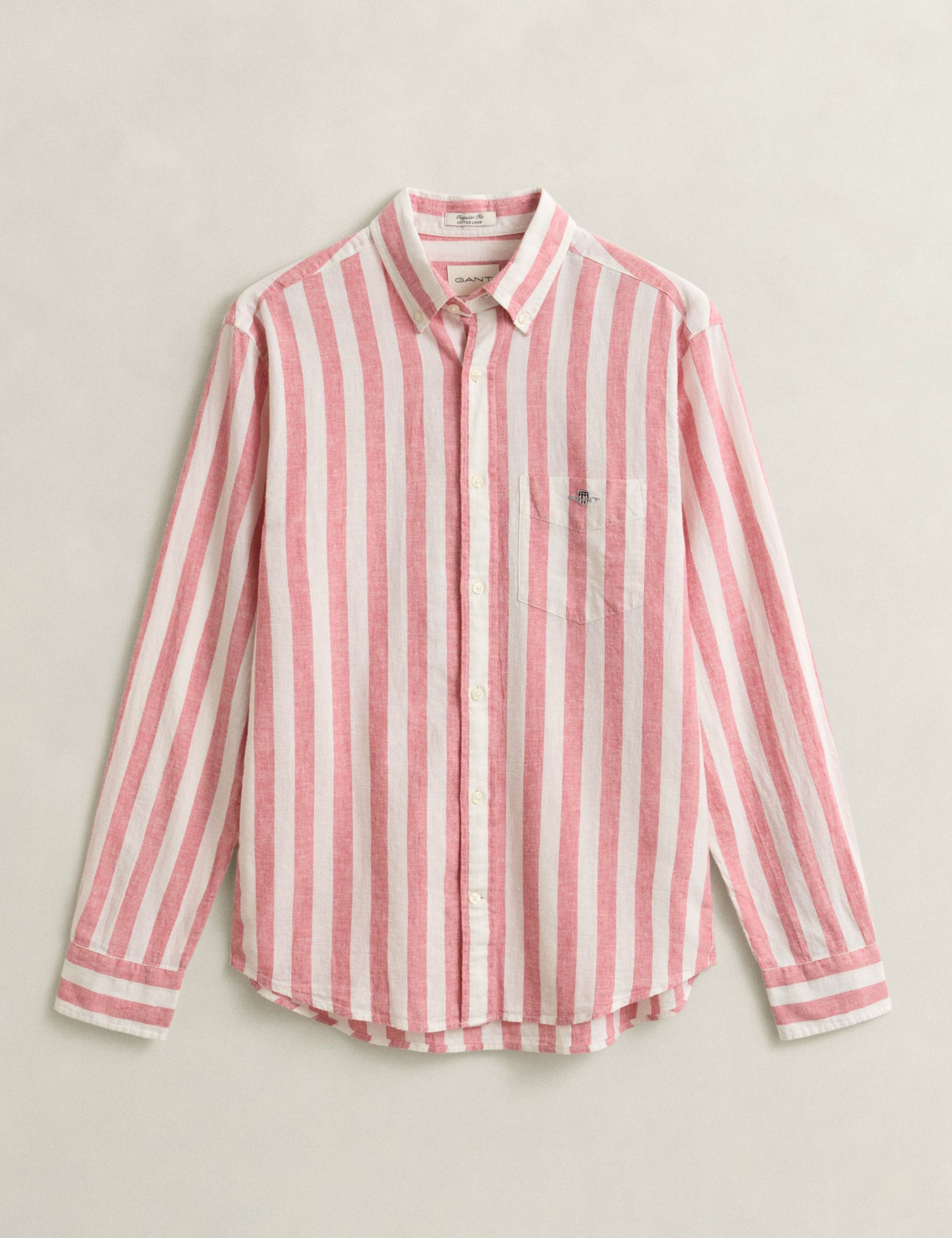 Regular Fit Cotton Linen Striped Shirt 2 of 6