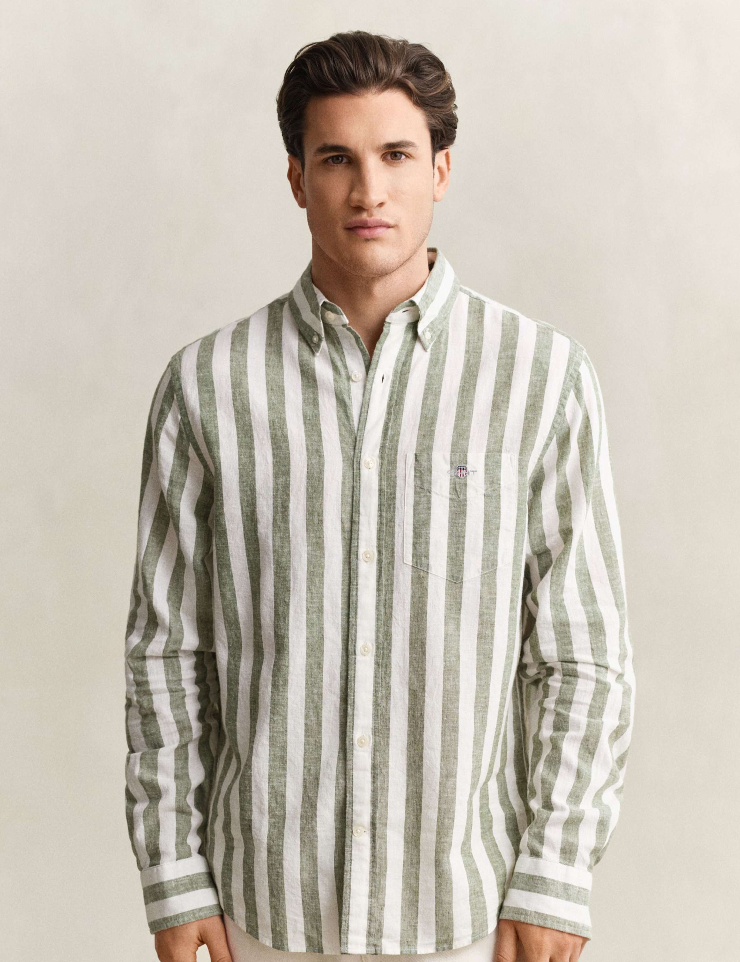 Regular Fit Cotton Linen Striped Shirt 3 of 7