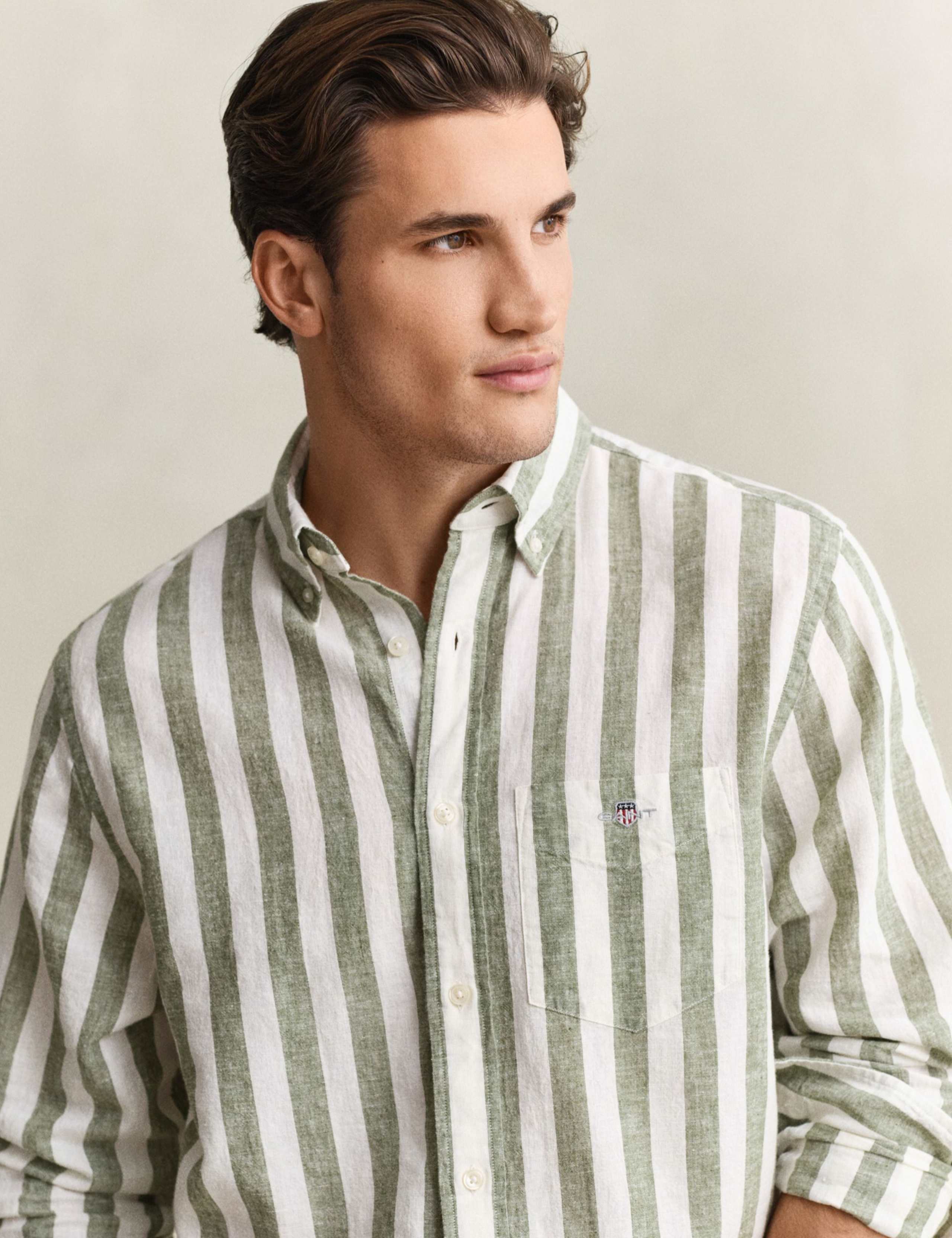 Regular Fit Cotton Linen Striped Shirt 4 of 7