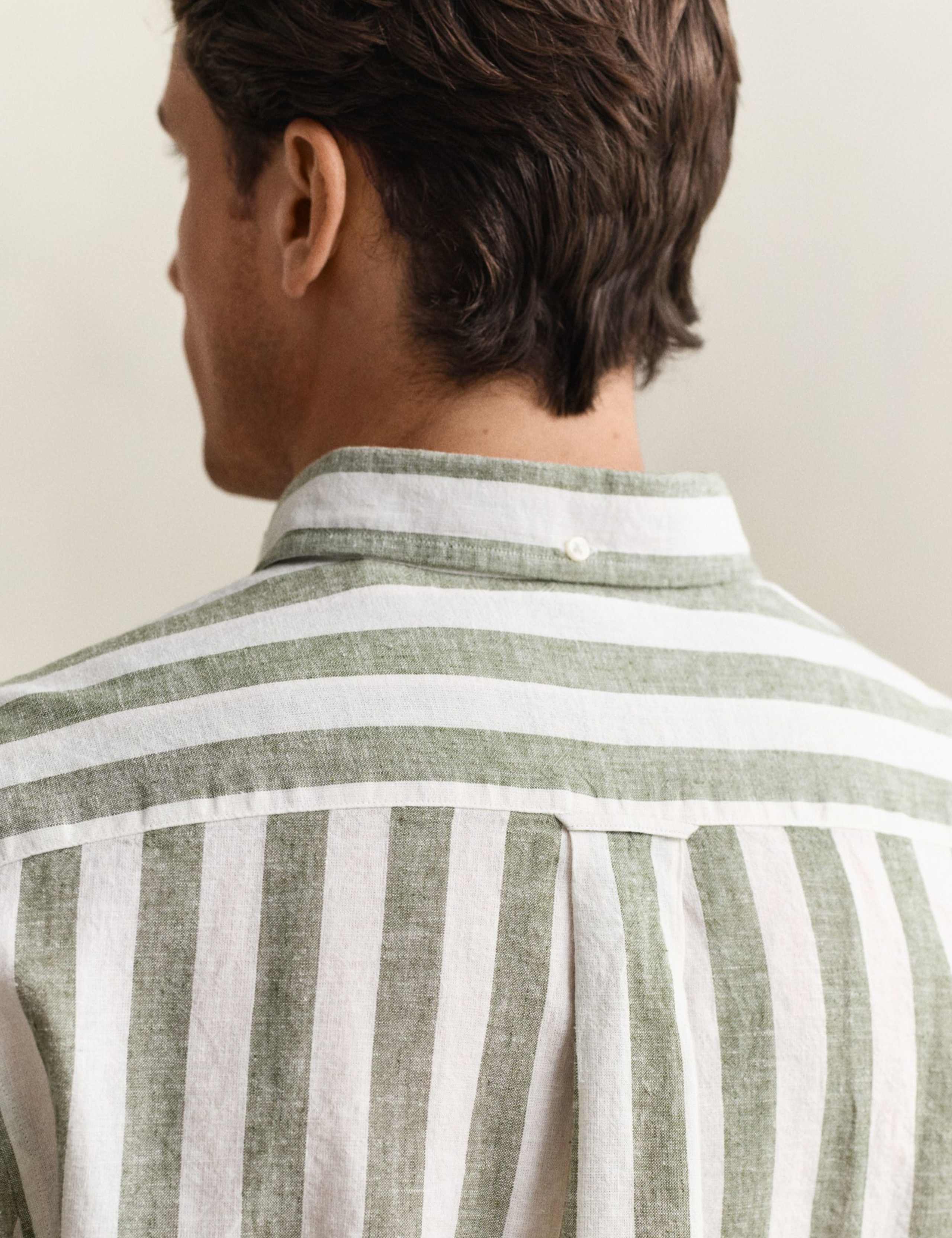 Regular Fit Cotton Linen Striped Shirt 5 of 7