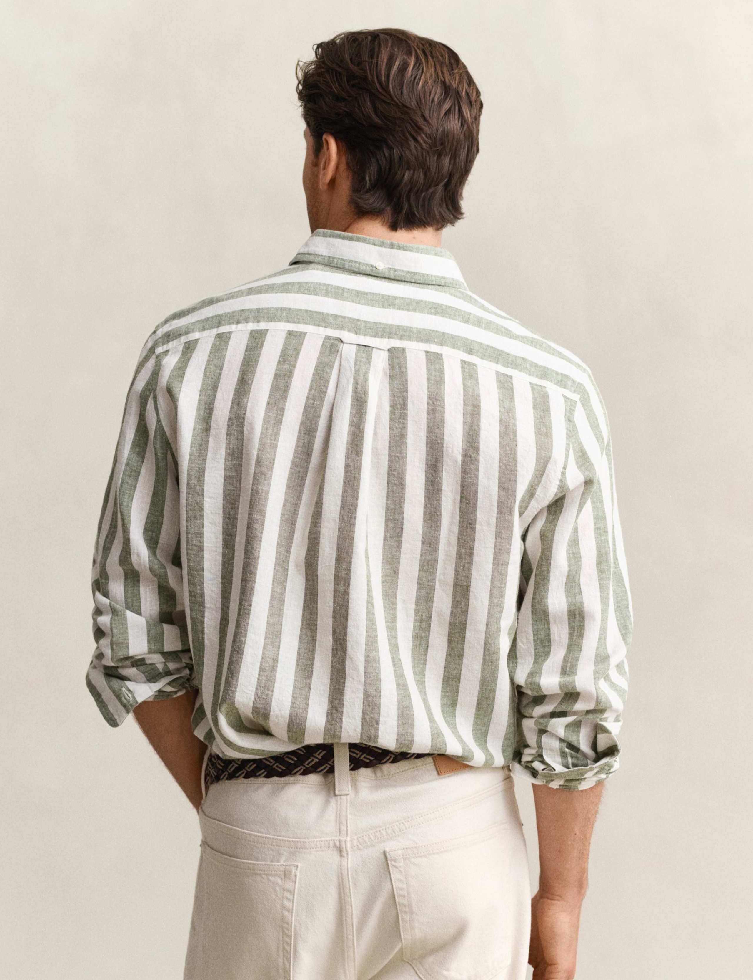 Regular Fit Cotton Linen Striped Shirt 6 of 7