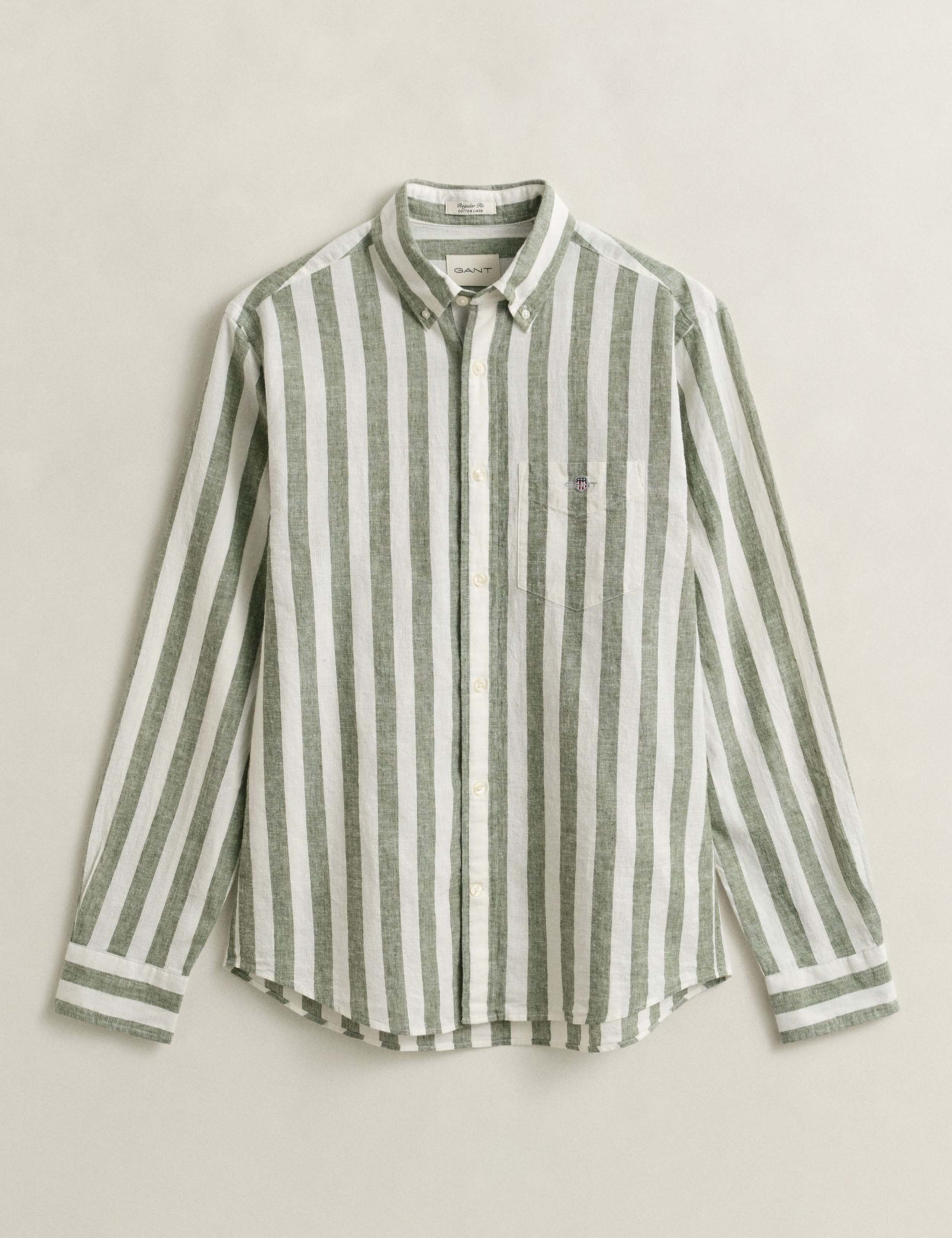 Regular Fit Cotton Linen Striped Shirt 2 of 7