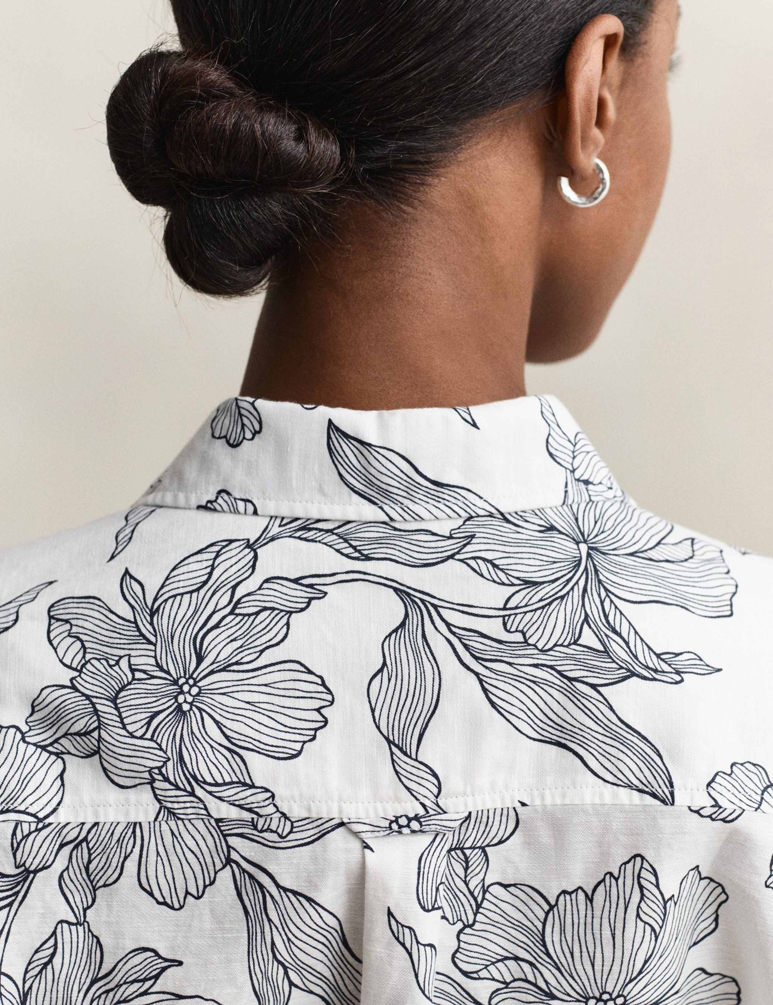 Linen Rich Floral Midi Shirt Dress 5 of 8