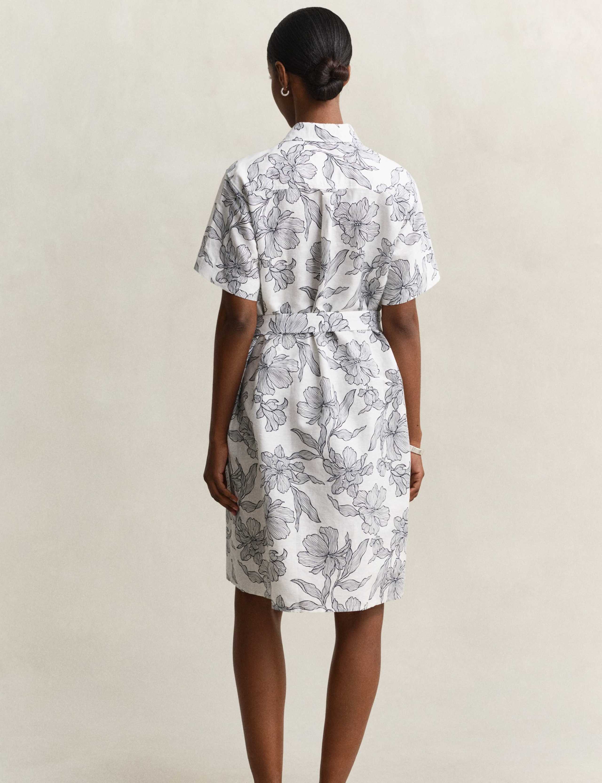 Linen Rich Floral Midi Shirt Dress 6 of 8