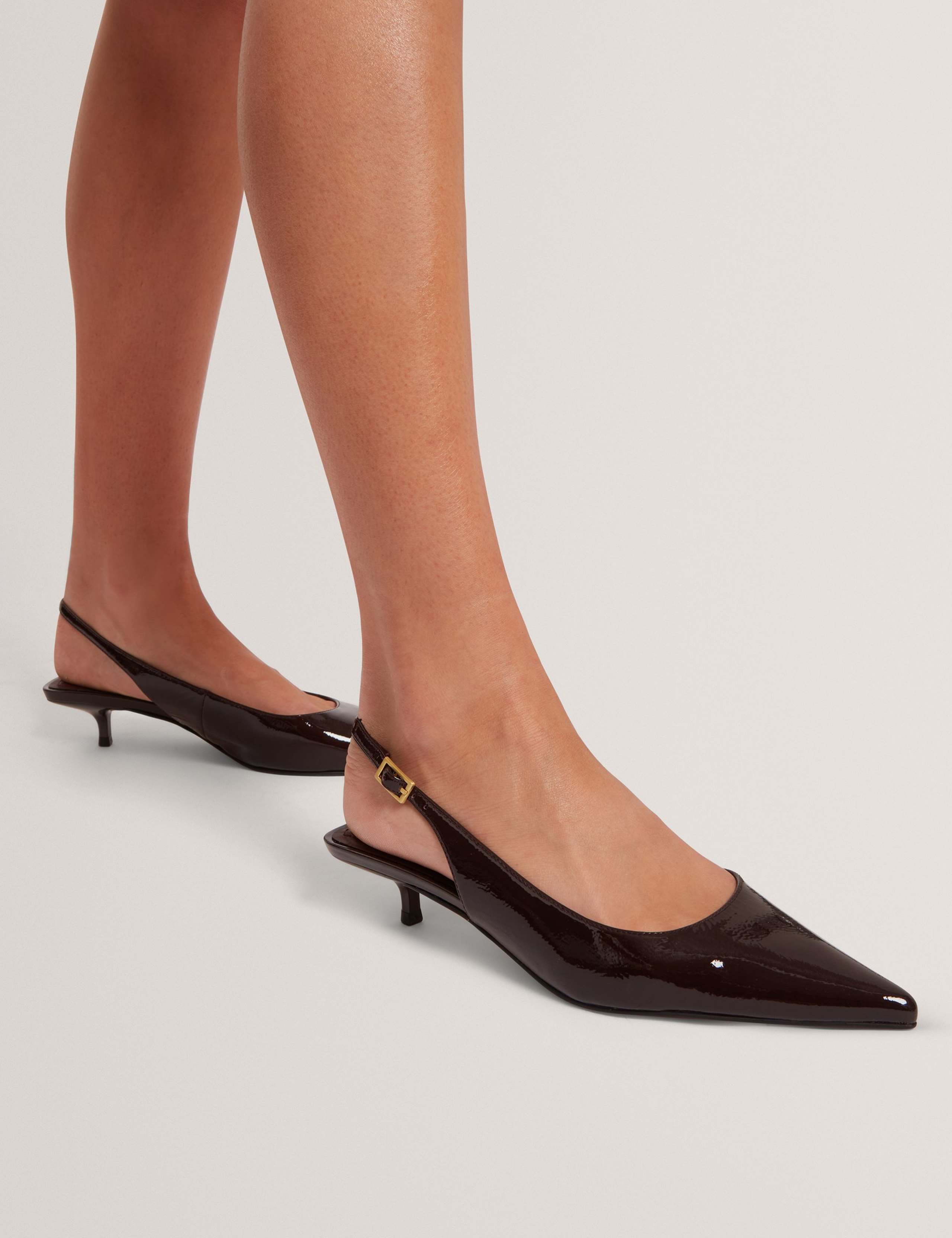 Patent Kitten Heel Pointed Slingback Shoes 1 of 4