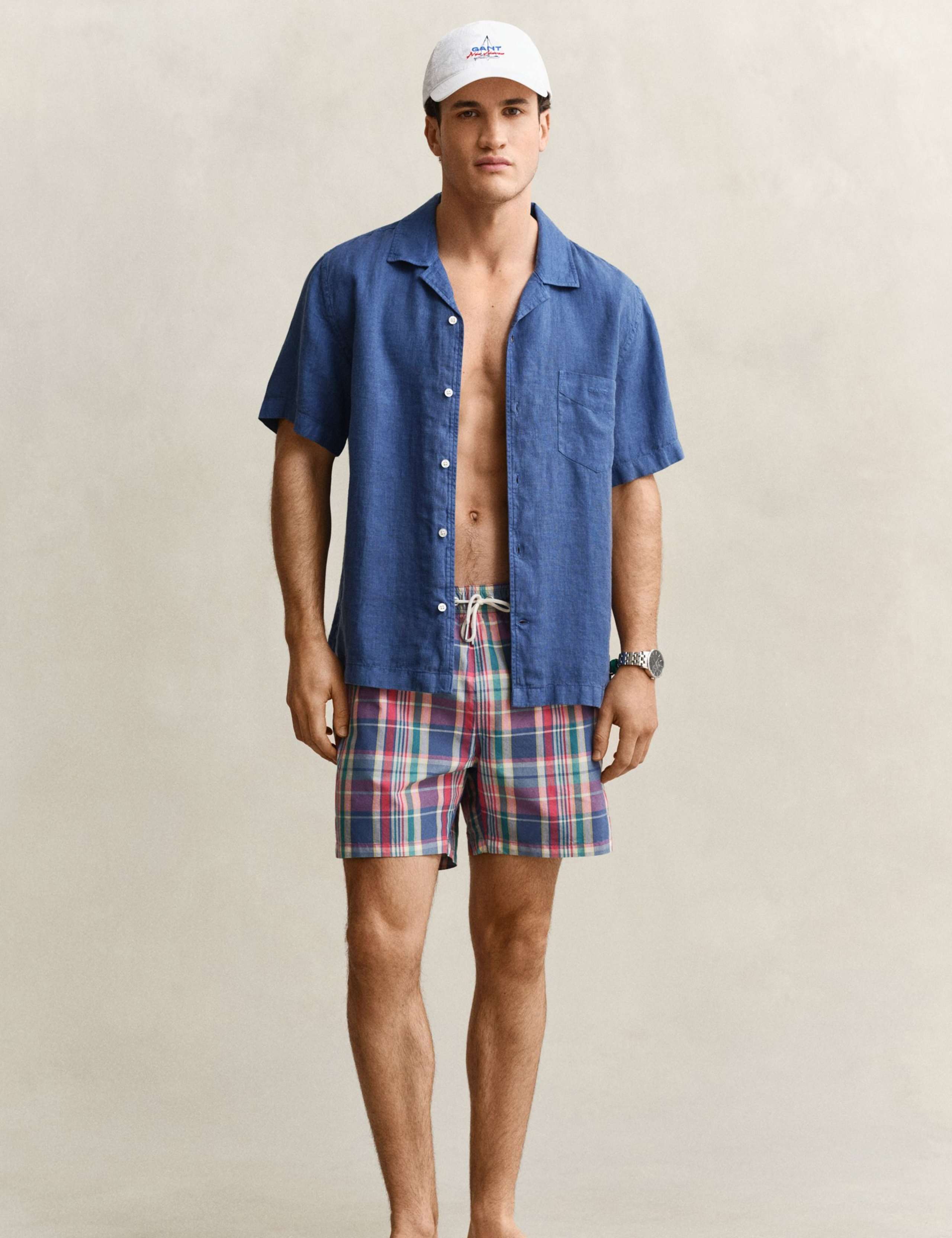 Cotton Blend Check Swim Shorts 3 of 5