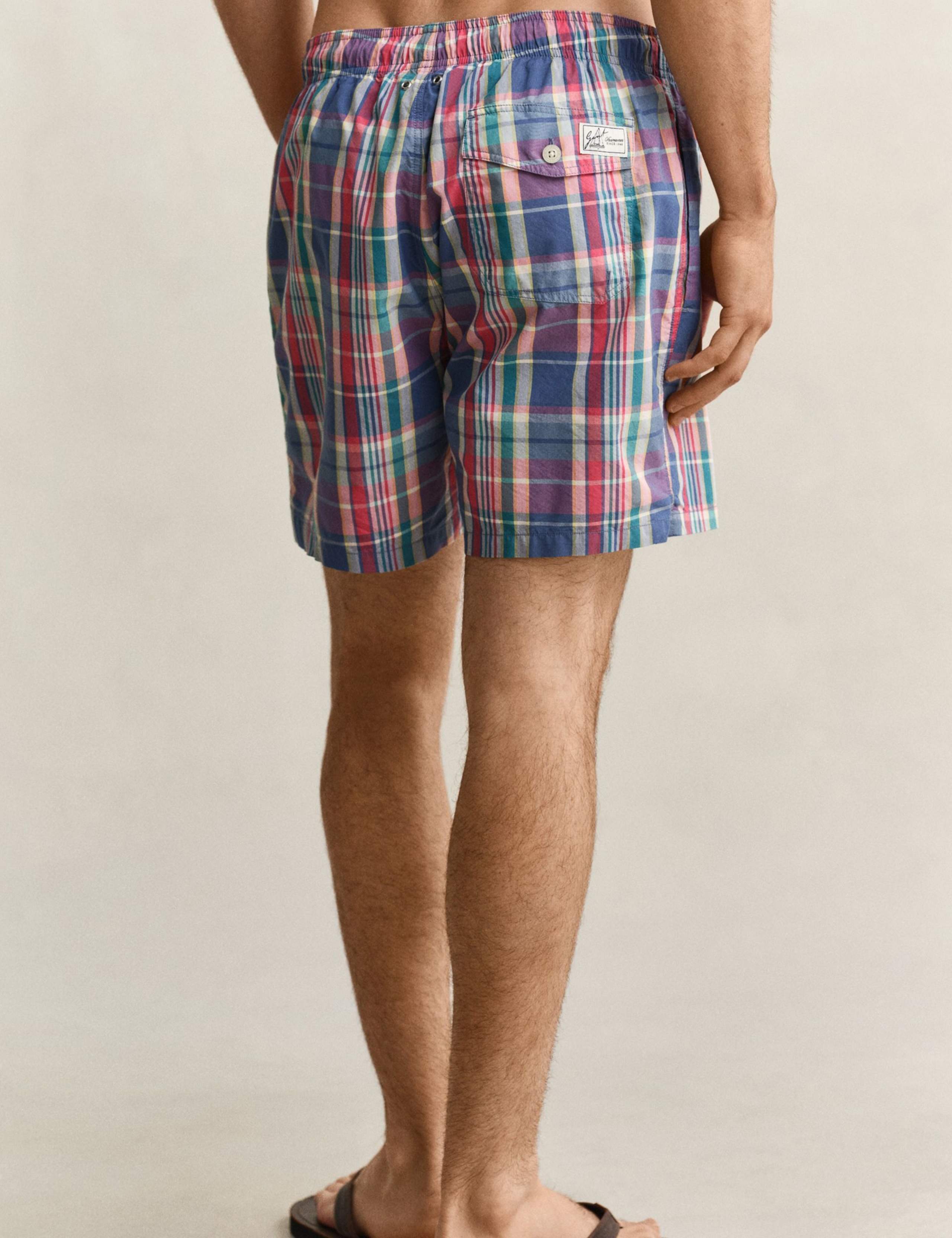 Cotton Blend Check Swim Shorts 4 of 5