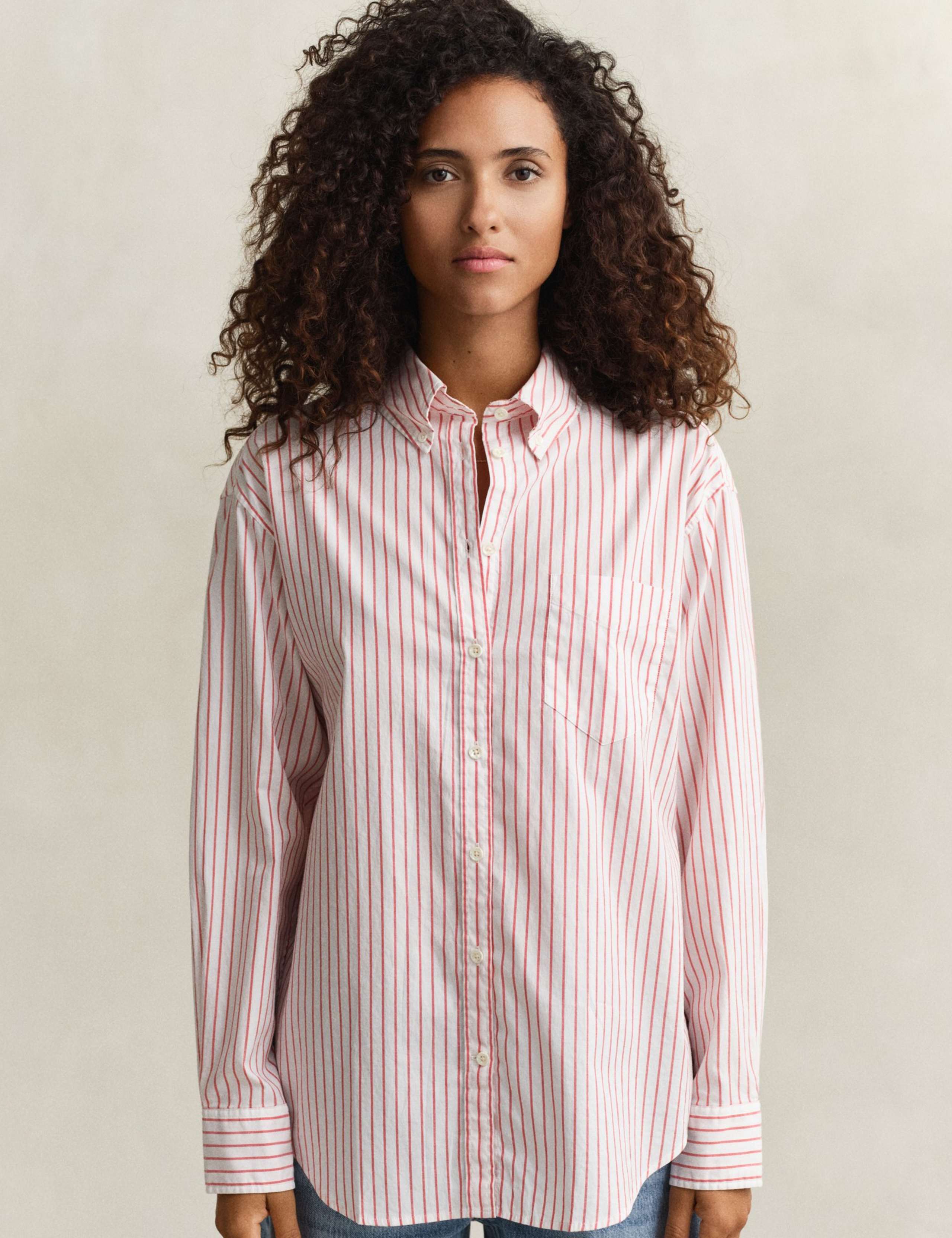 Relaxed Fit Striped Luxury Oxford Shirt 3 of 8
