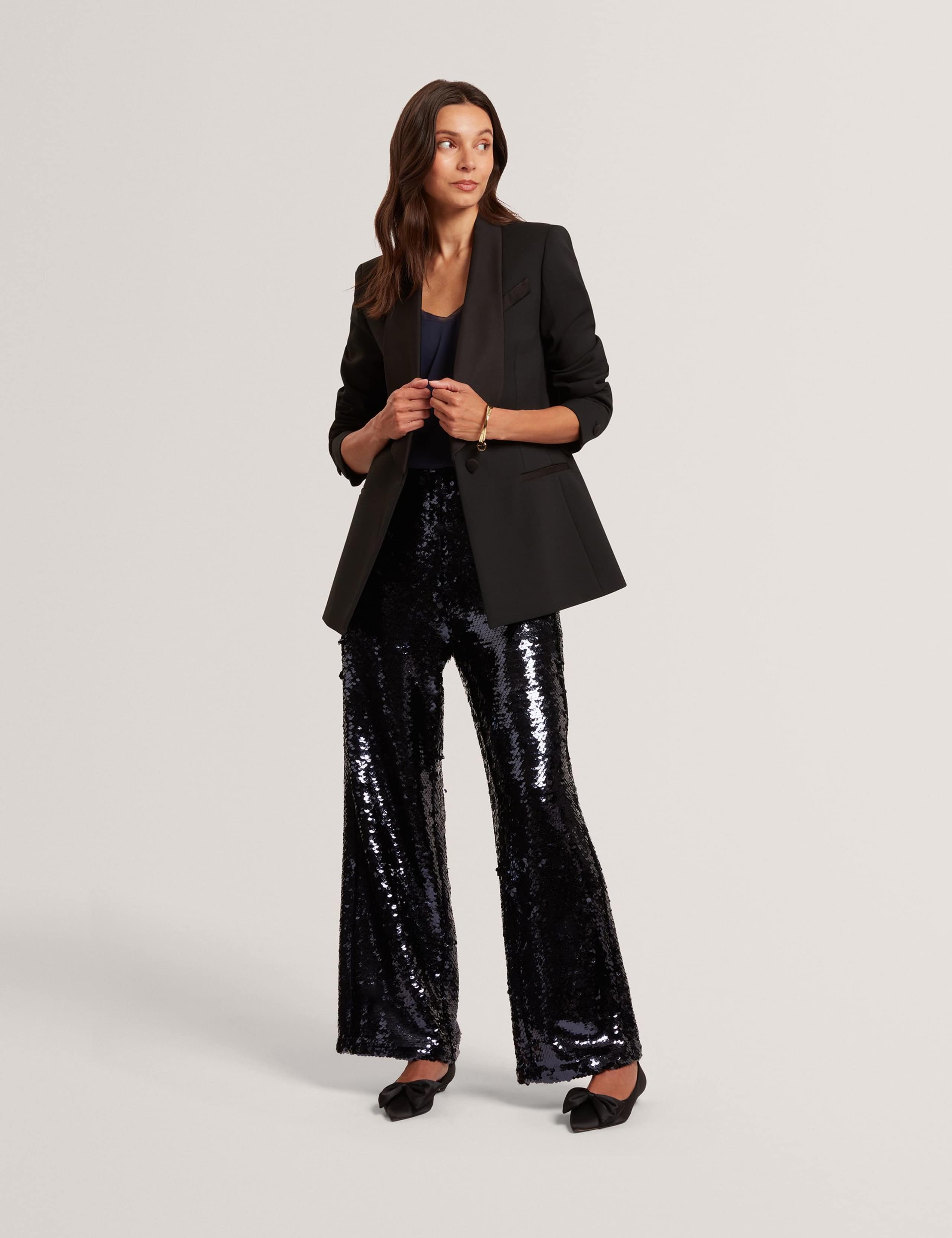 Relaxed Tailored Blazer with Satin Lapels 2 of 4