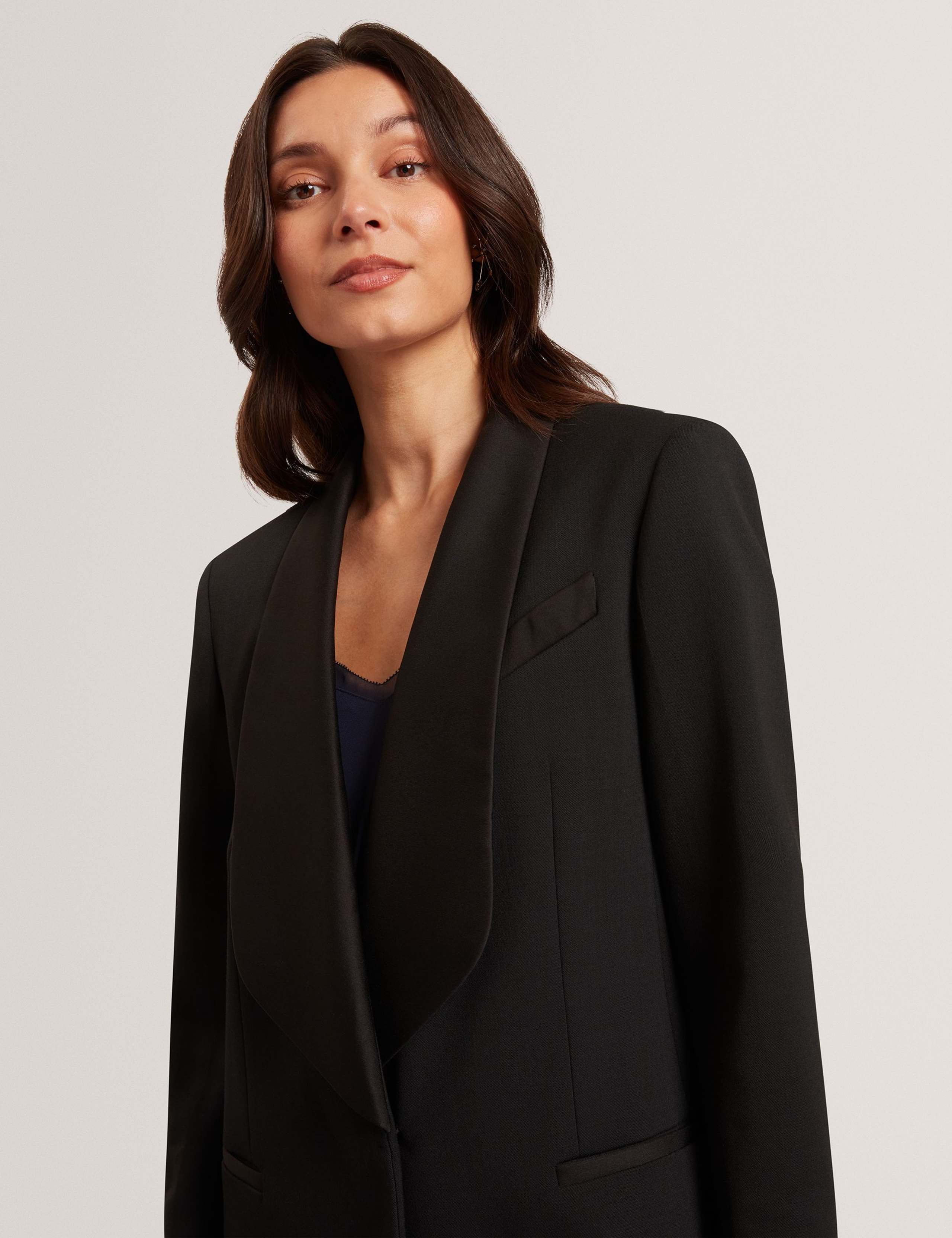 Relaxed Tailored Blazer with Satin Lapels 3 of 4
