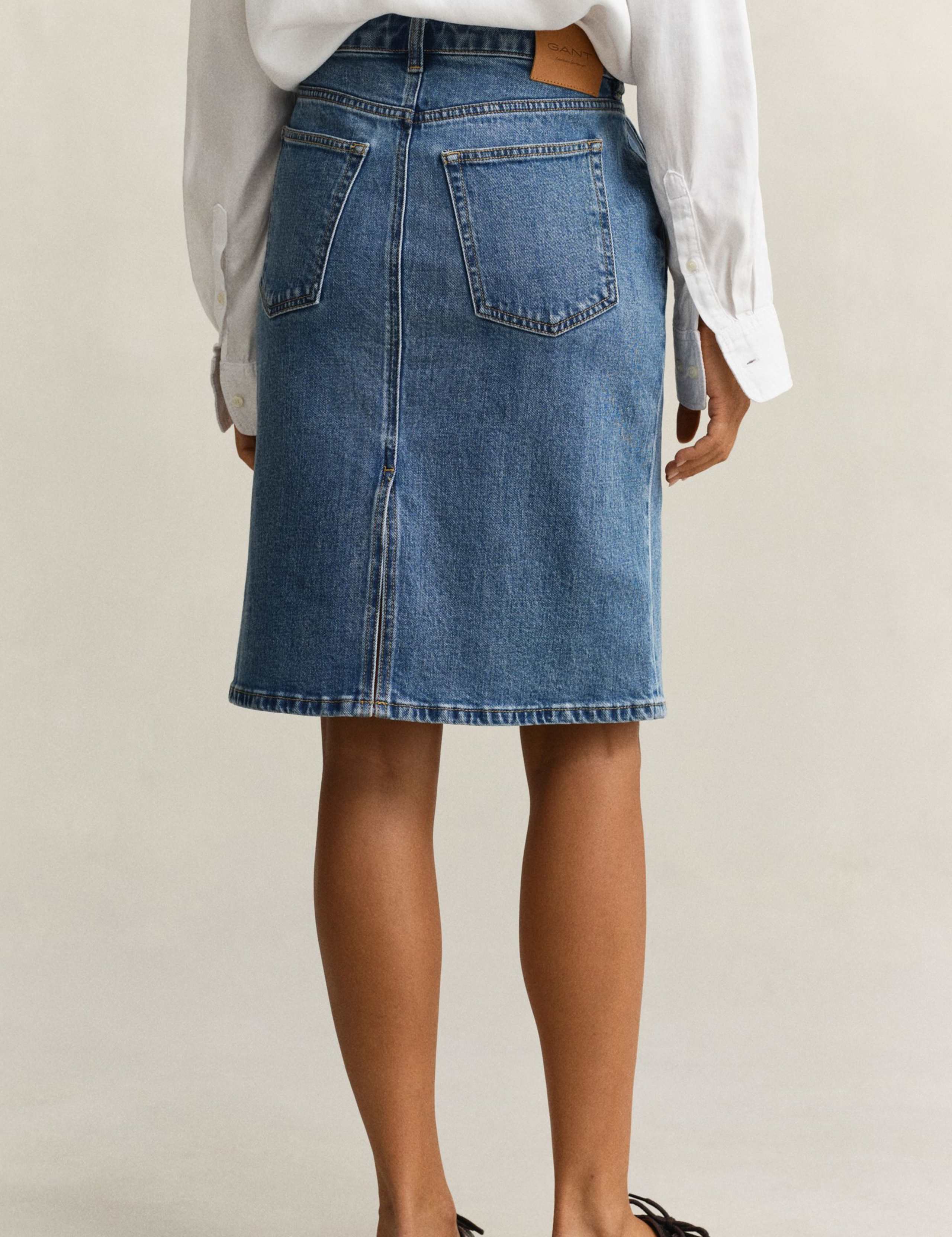 Denim Midi Pencil Skirt 6 of 6