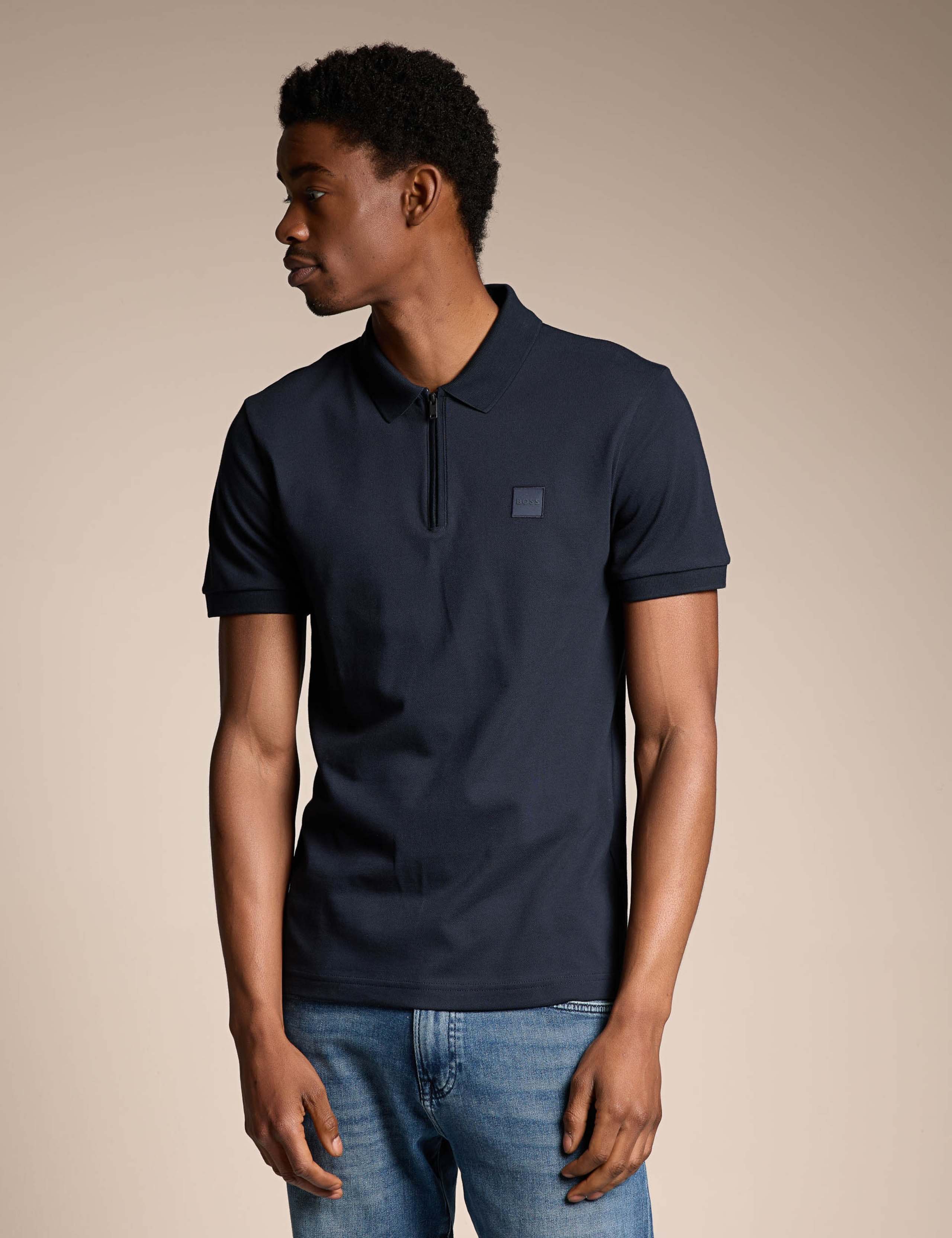 Slim Fit Cotton Rich Zip Polo Shirt 1 of 4