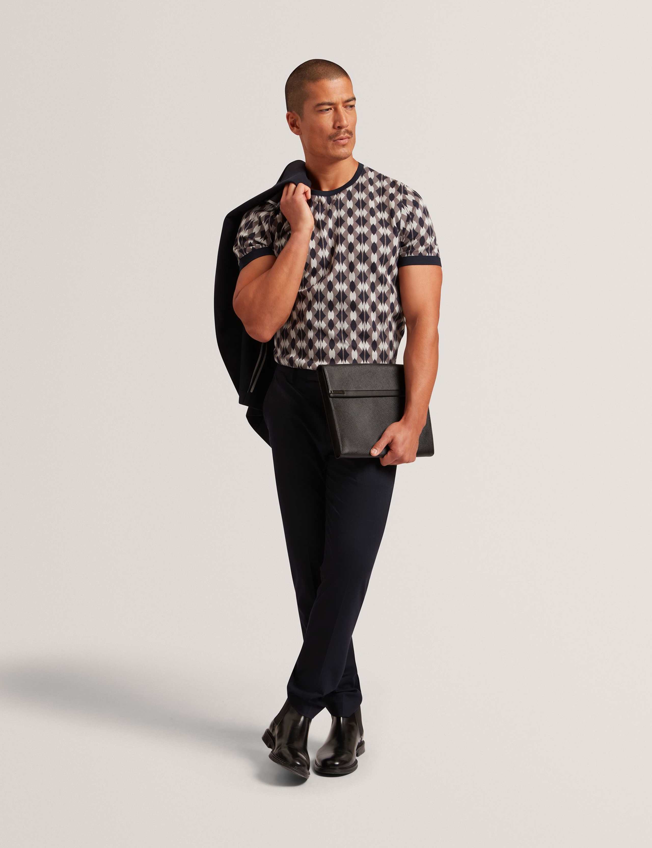 Pure Cotton Jacquard Geometric T-Shirt 2 of 4