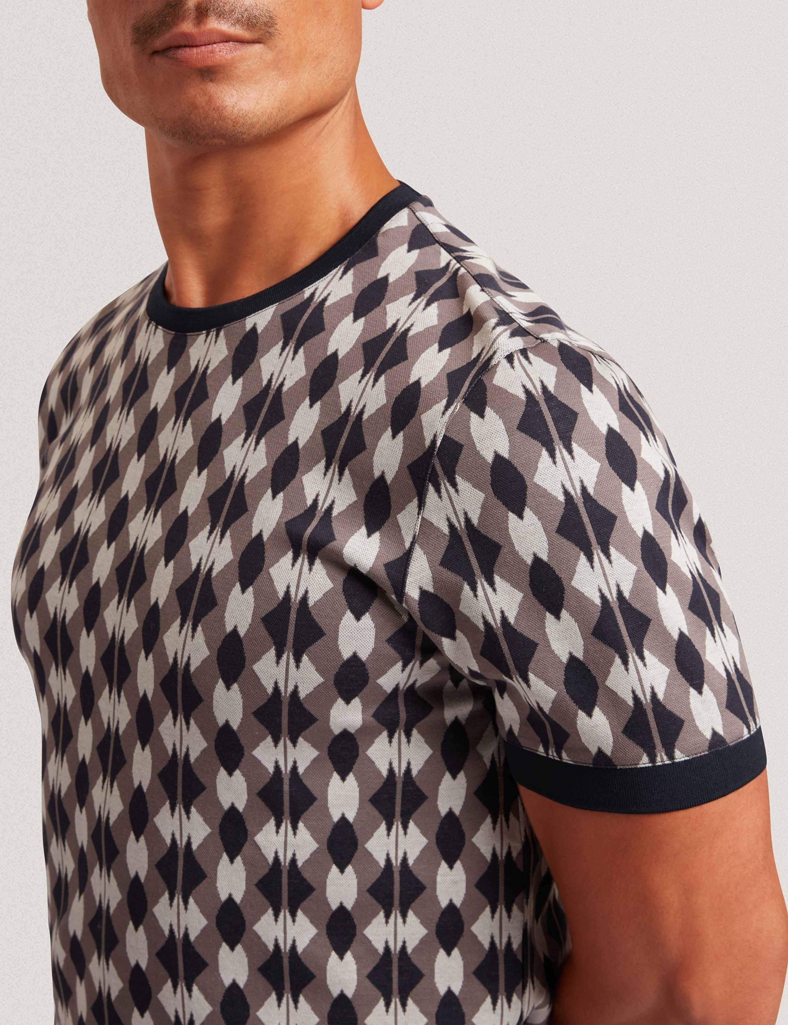 Pure Cotton Jacquard Geometric T-Shirt 4 of 4