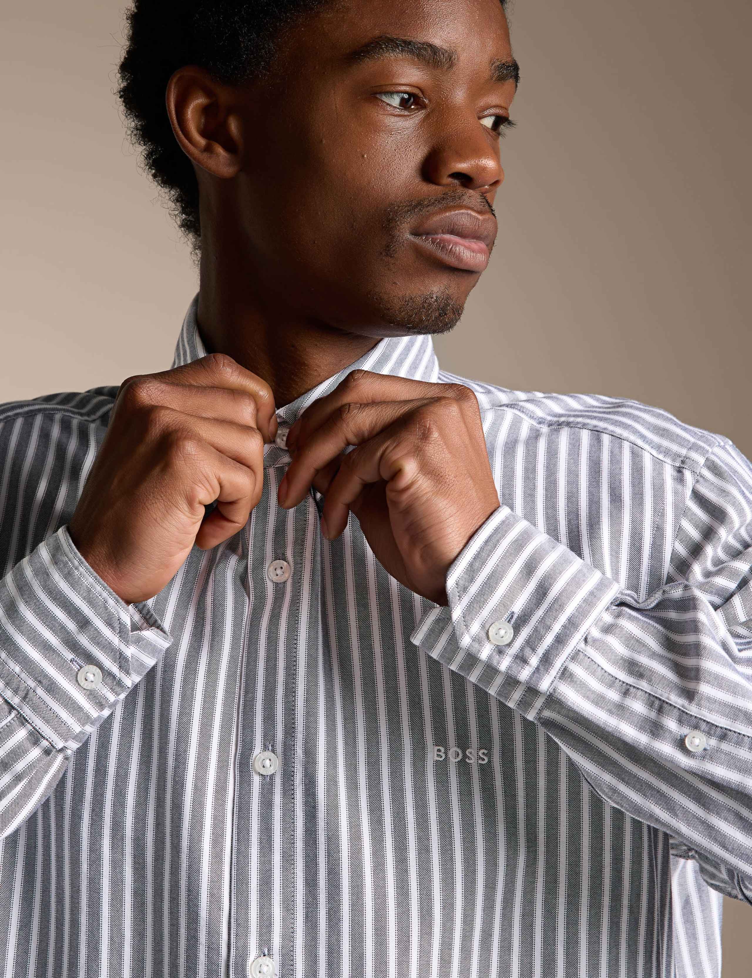 Regular Fit Cotton Blend Striped Shirt 4 of 4