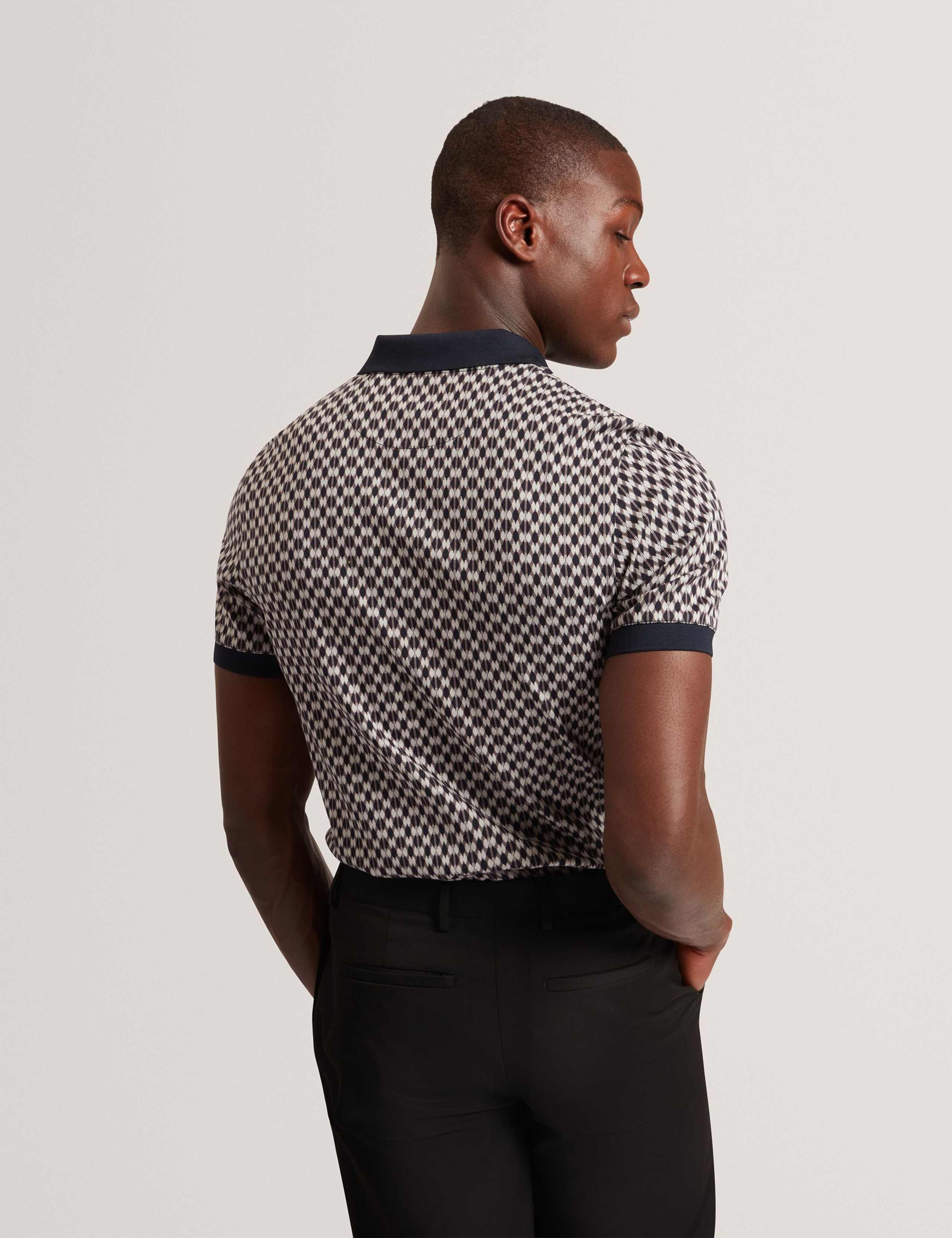 Pure Cotton Geometric Jacquard Polo Shirt 2 of 4