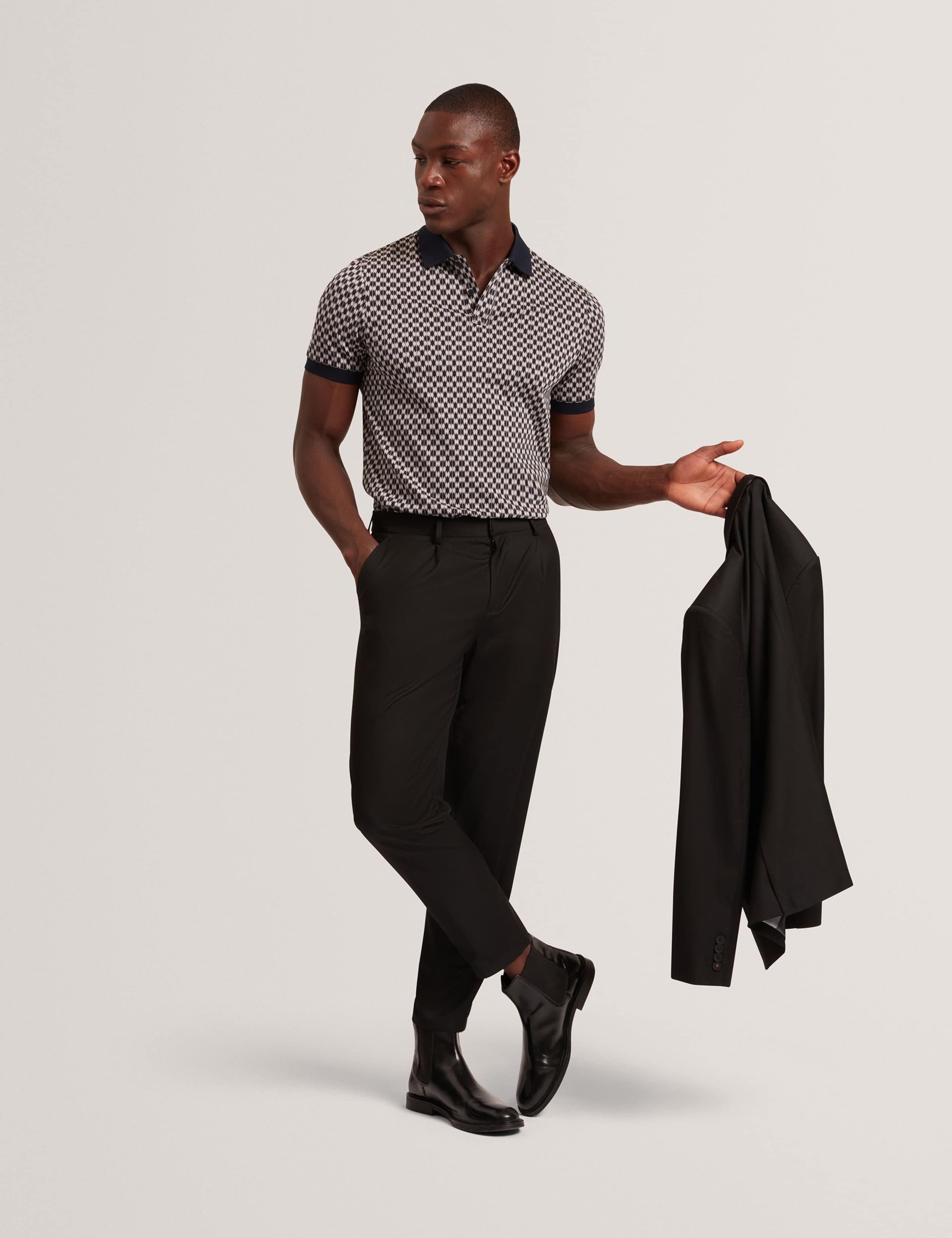 Pure Cotton Geometric Jacquard Polo Shirt 3 of 4