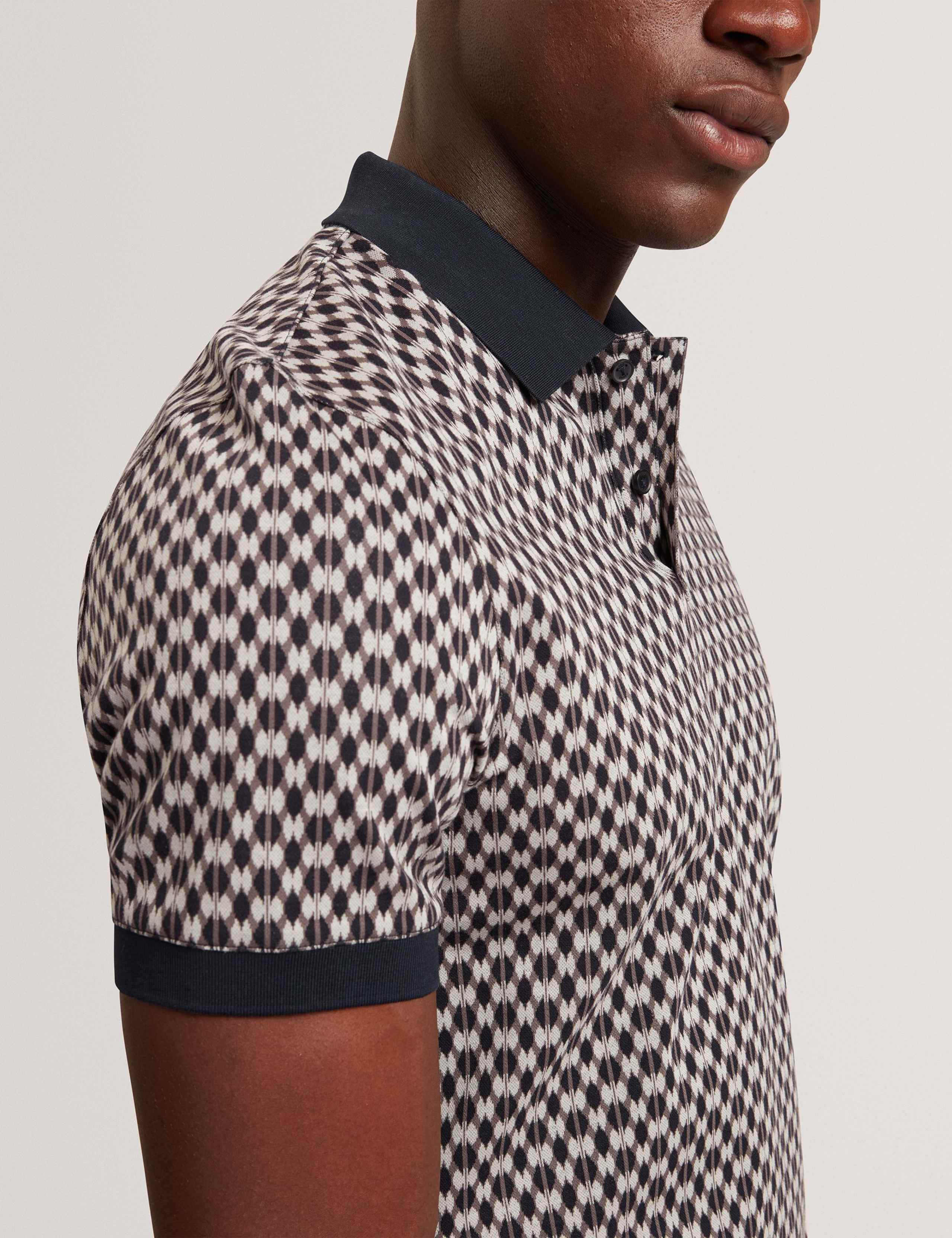Pure Cotton Geometric Jacquard Polo Shirt 4 of 4