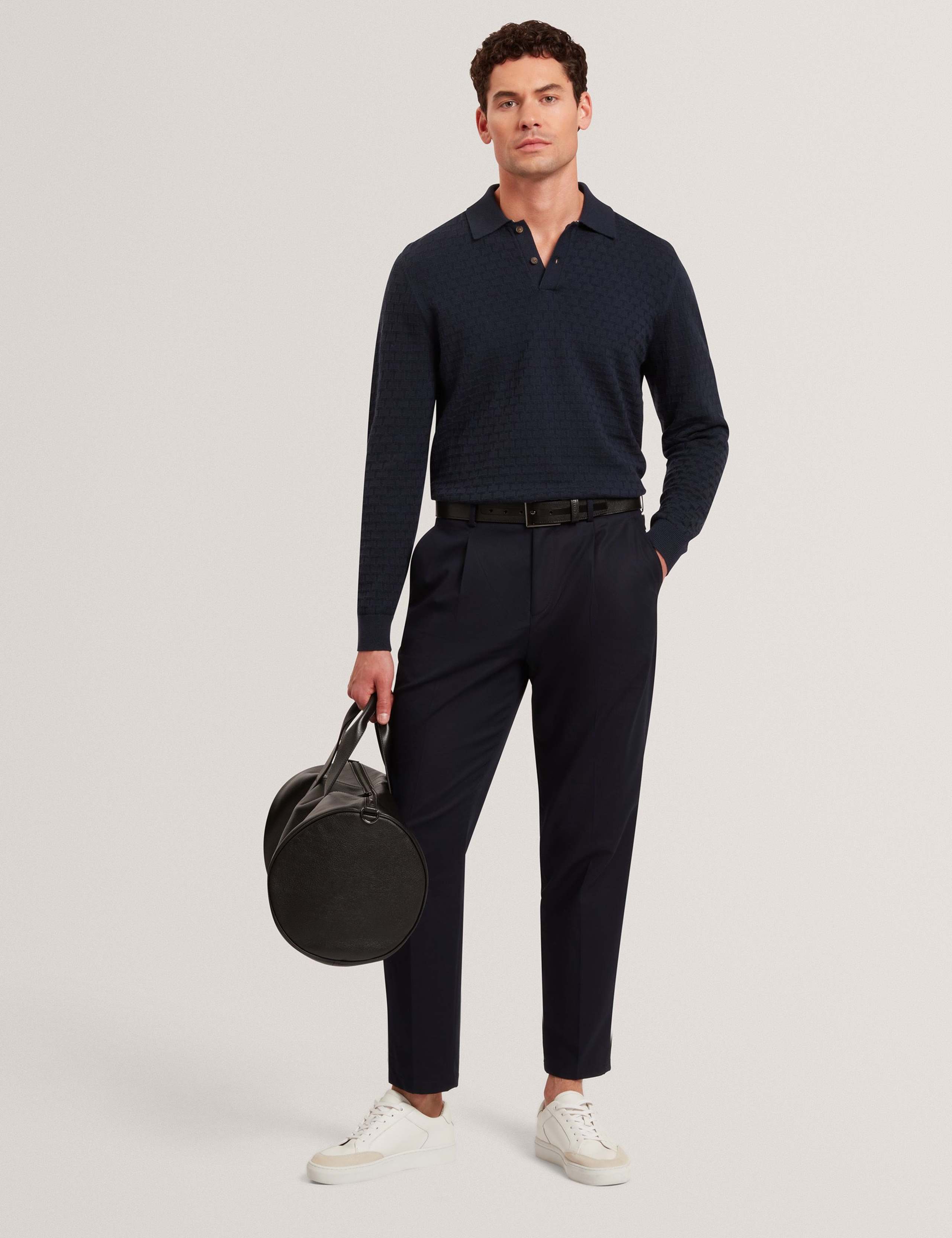 Cotton Rich Geometric Knitted Polo Shirt 3 of 5