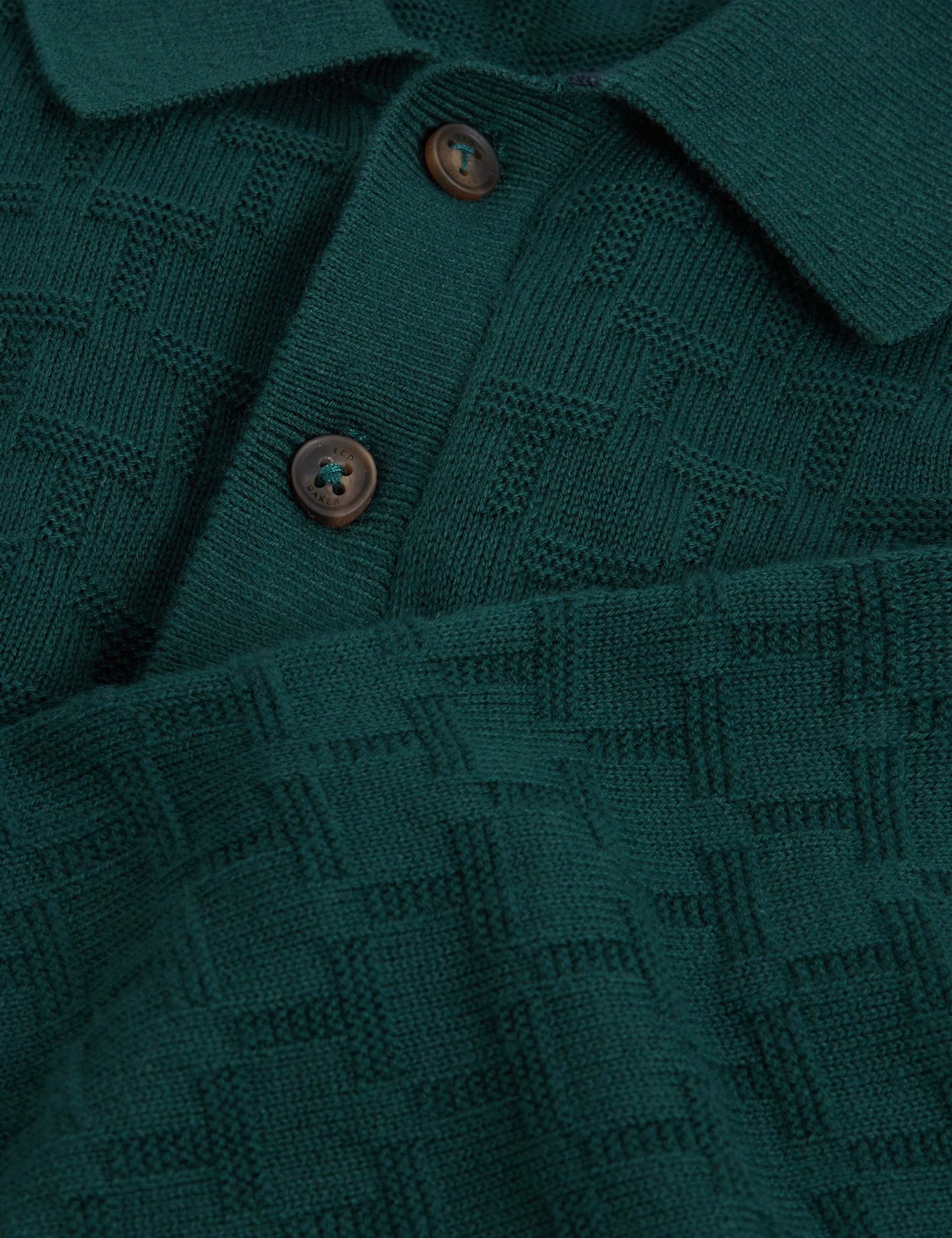 Cotton Rich Geometric Knitted Polo Shirt 3 of 6