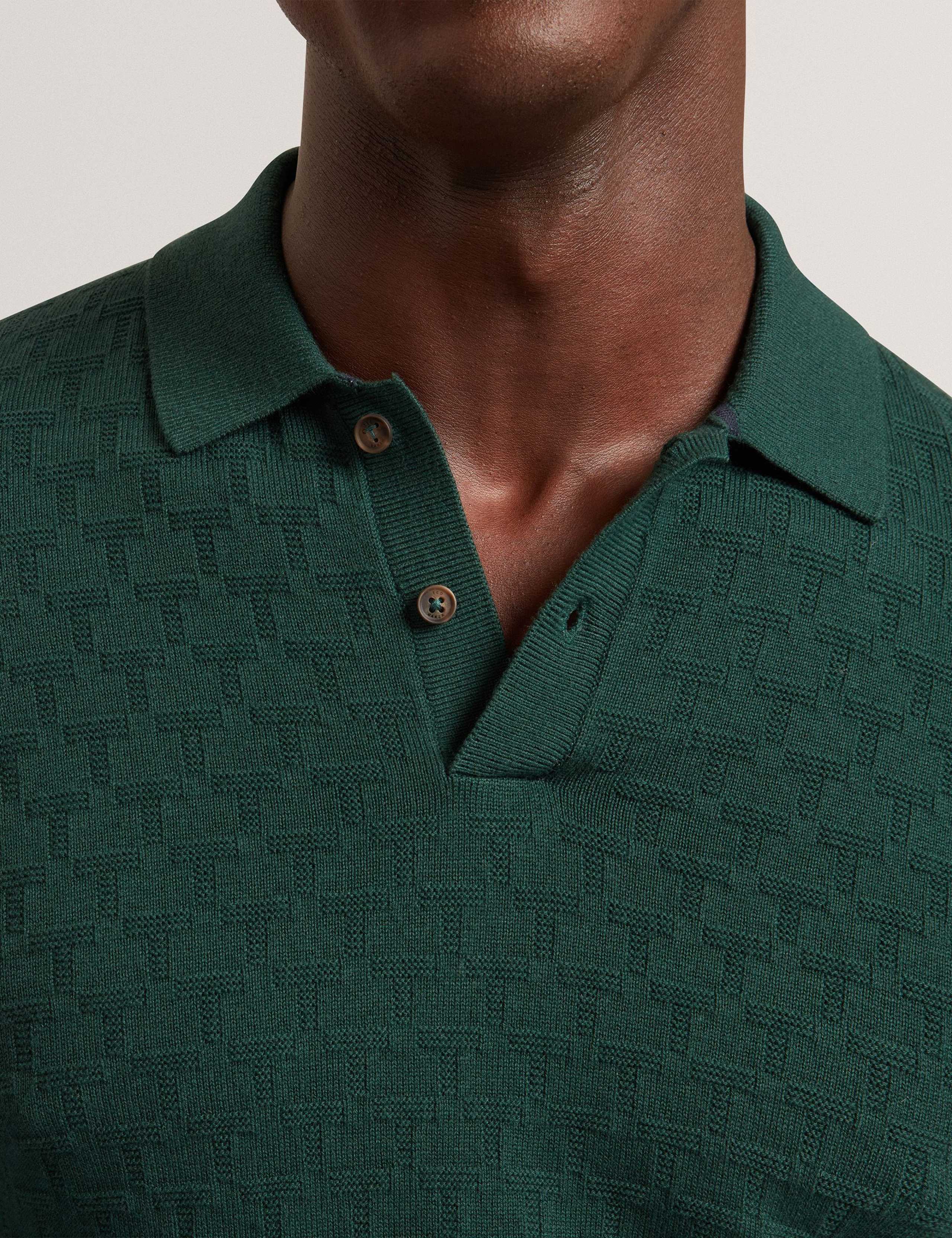 Cotton Rich Geometric Knitted Polo Shirt 4 of 6
