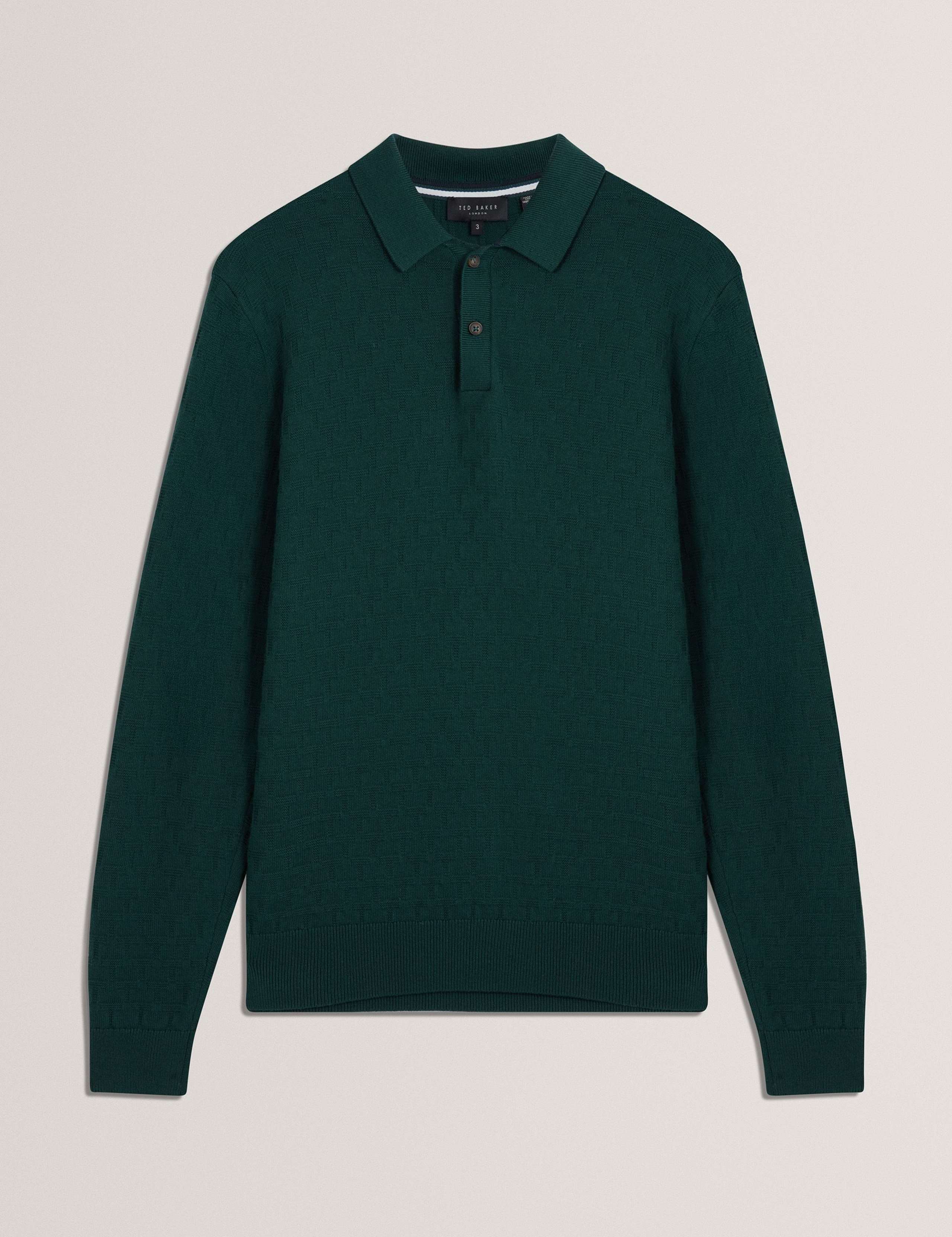 Cotton Rich Geometric Knitted Polo Shirt 2 of 6