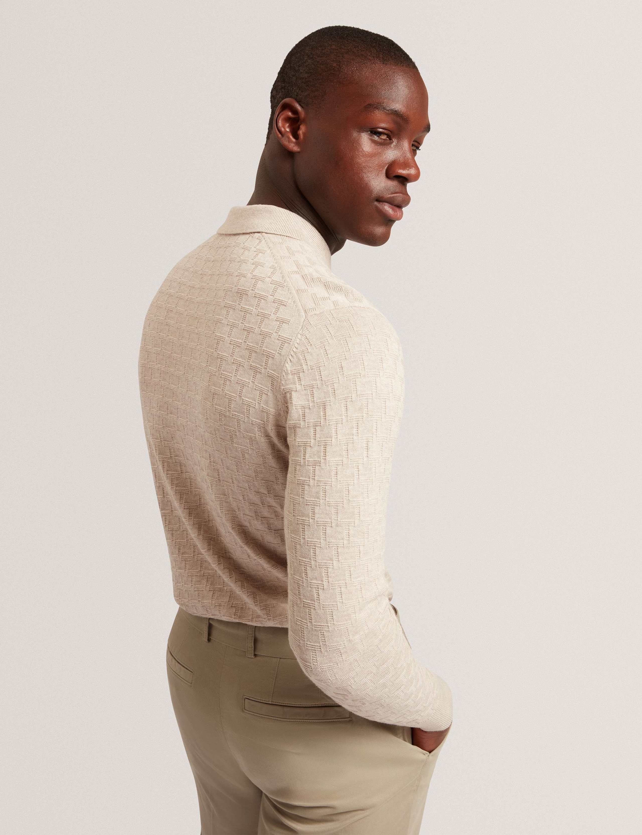 Cotton Rich Geometric Knitted Polo Shirt 5 of 6