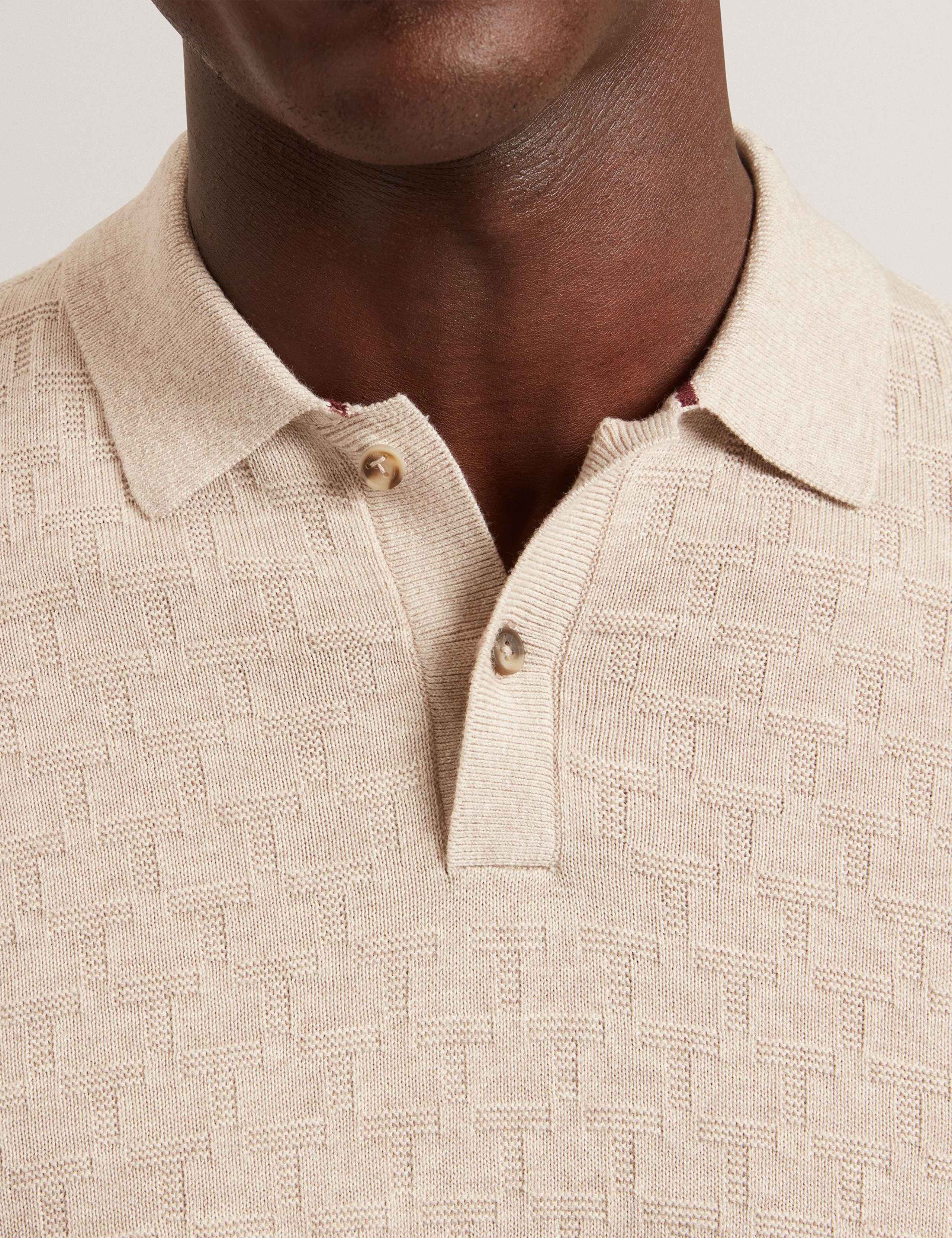 Cotton Rich Geometric Knitted Polo Shirt 6 of 6