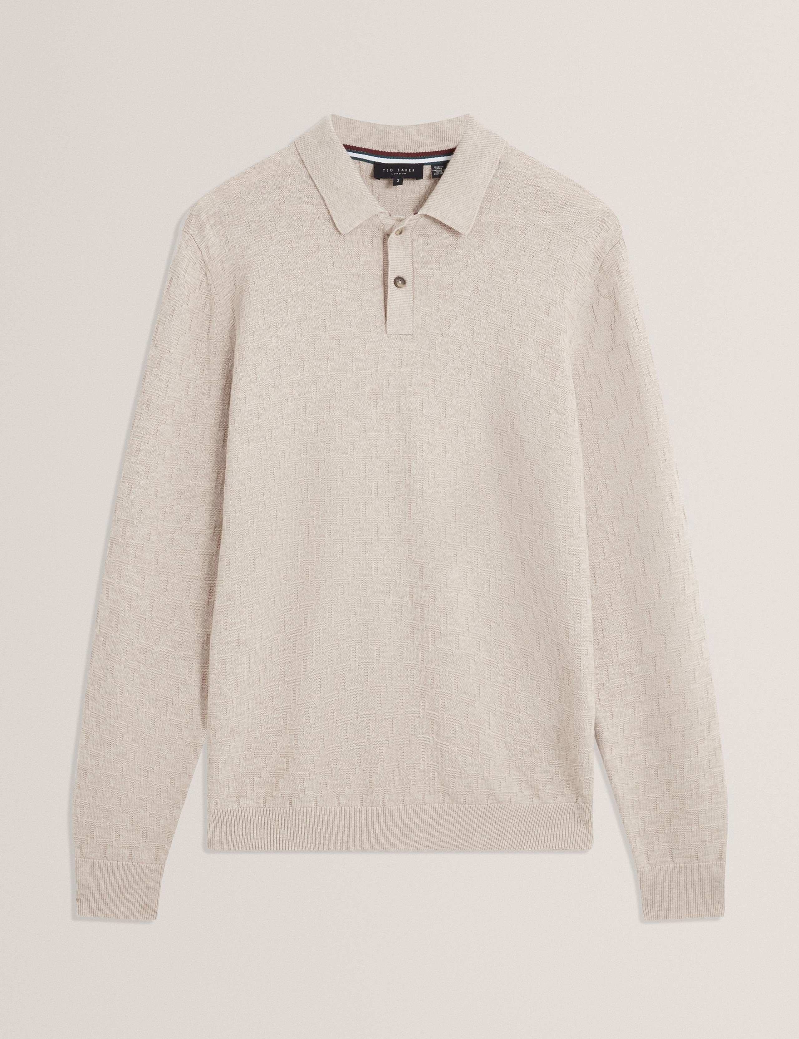 Cotton Rich Geometric Knitted Polo Shirt 2 of 6