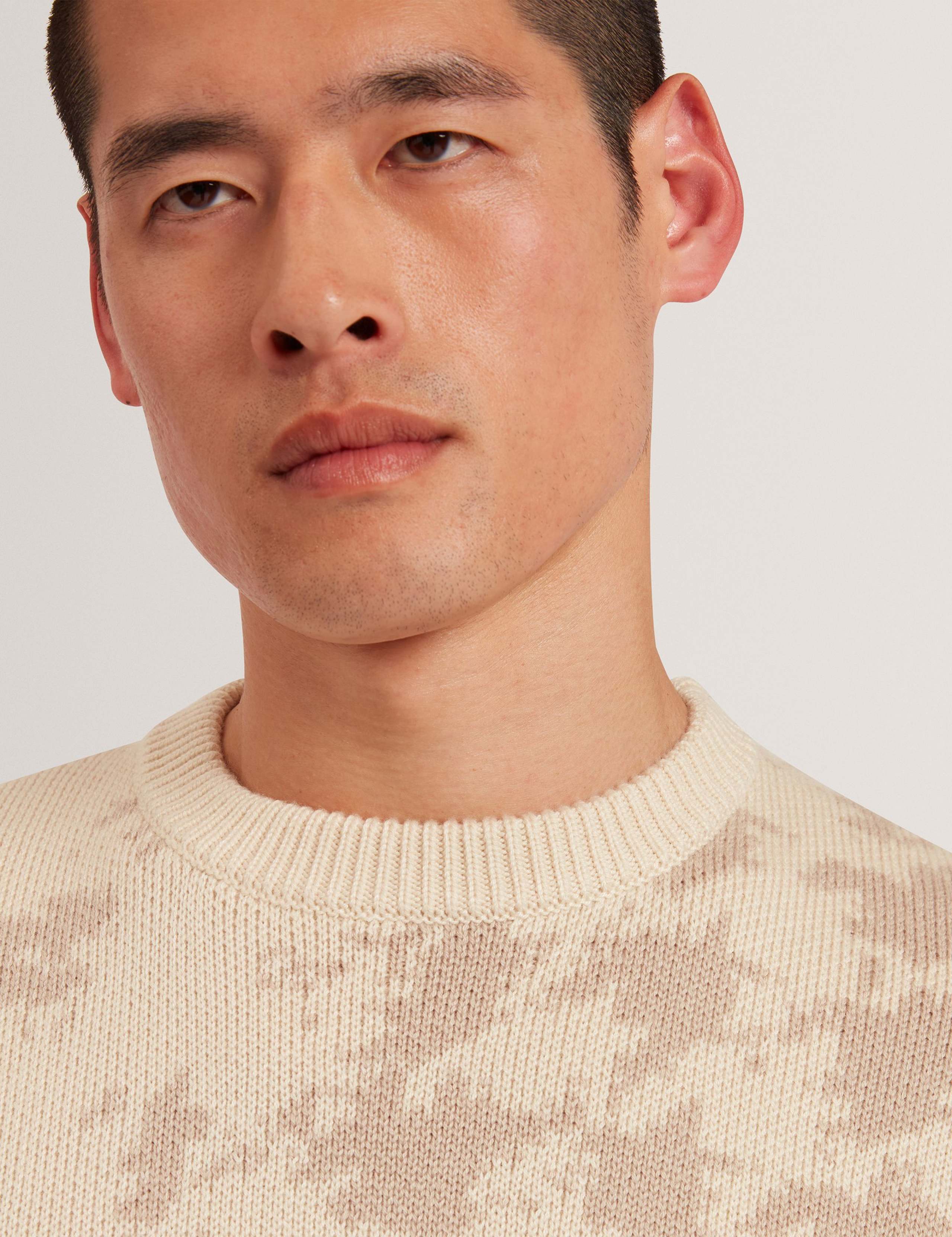 Houndstooth Crew Neck Jumper with Wool 2 of 4